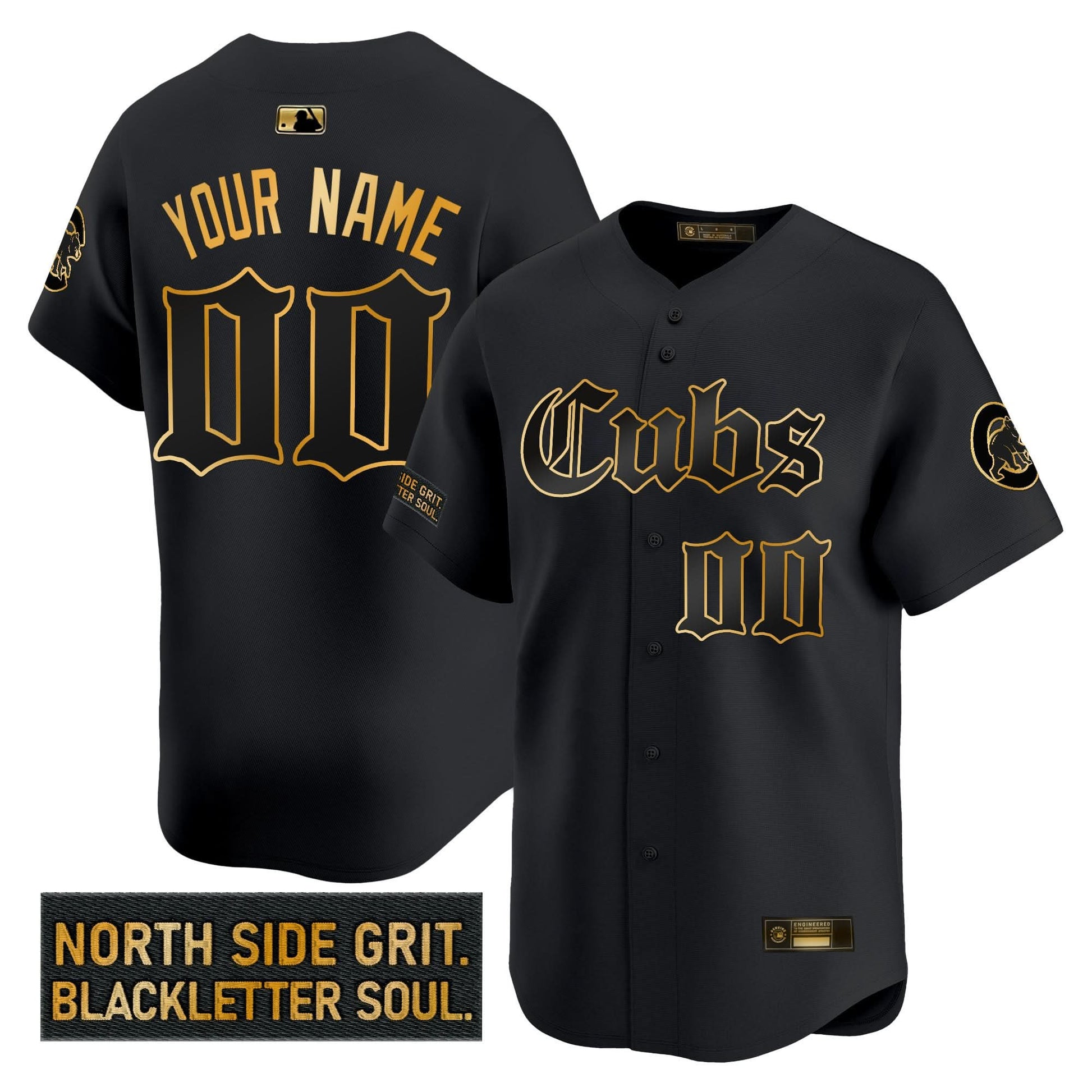 Chicago Cubs 'Gothic North Side Edition' Gold Vapor Premier Limited Custom Jersey - All Stitched
