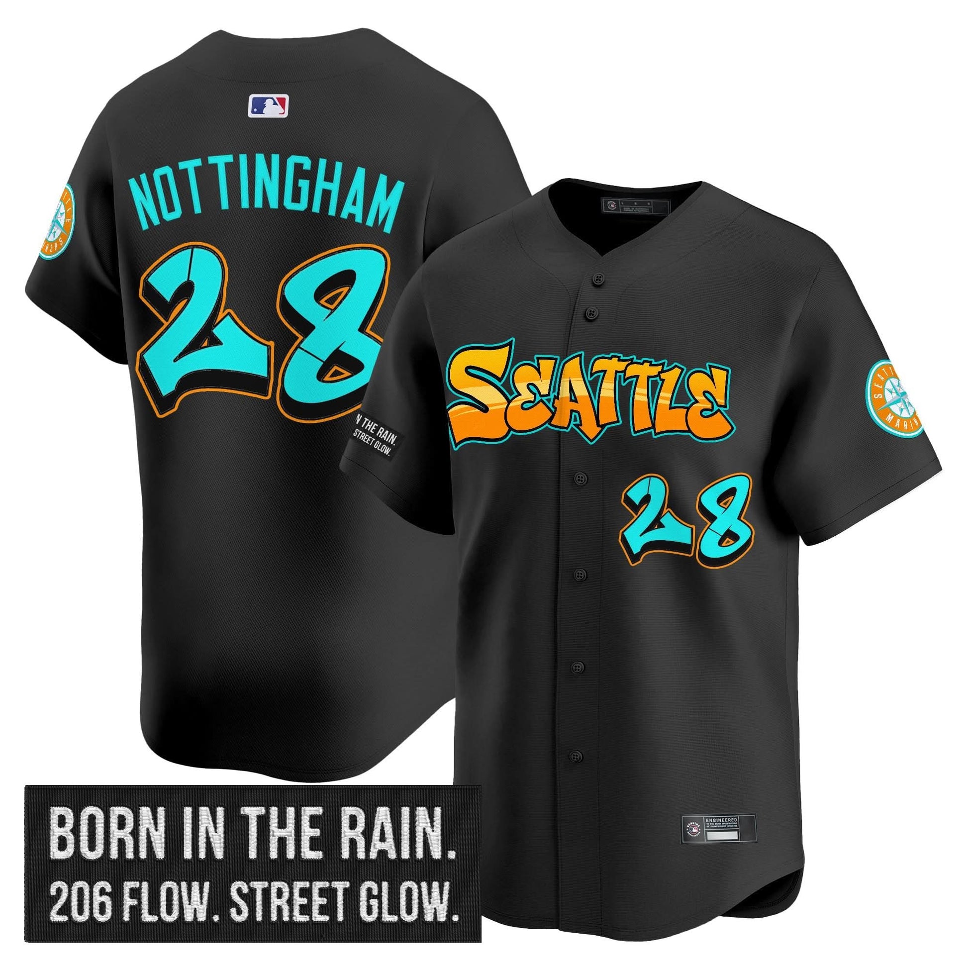 Men's Seattle Mariners 'Graffiti Emerald Drop Edition' Vapor Premier Limited Jersey - All Stitched