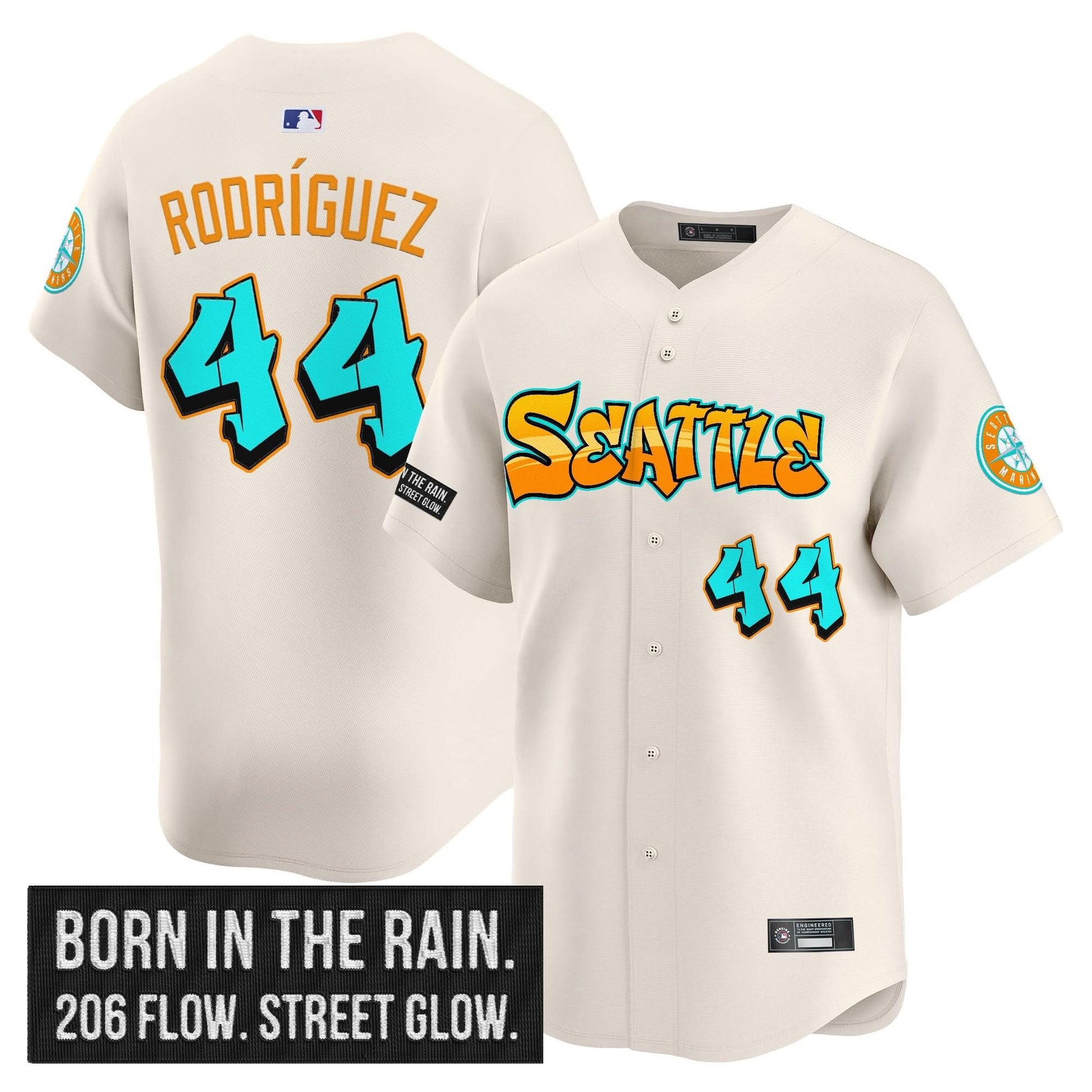 Men's Seattle Mariners 'Graffiti Emerald Drop Edition' Vapor Premier Limited Jersey - All Stitched