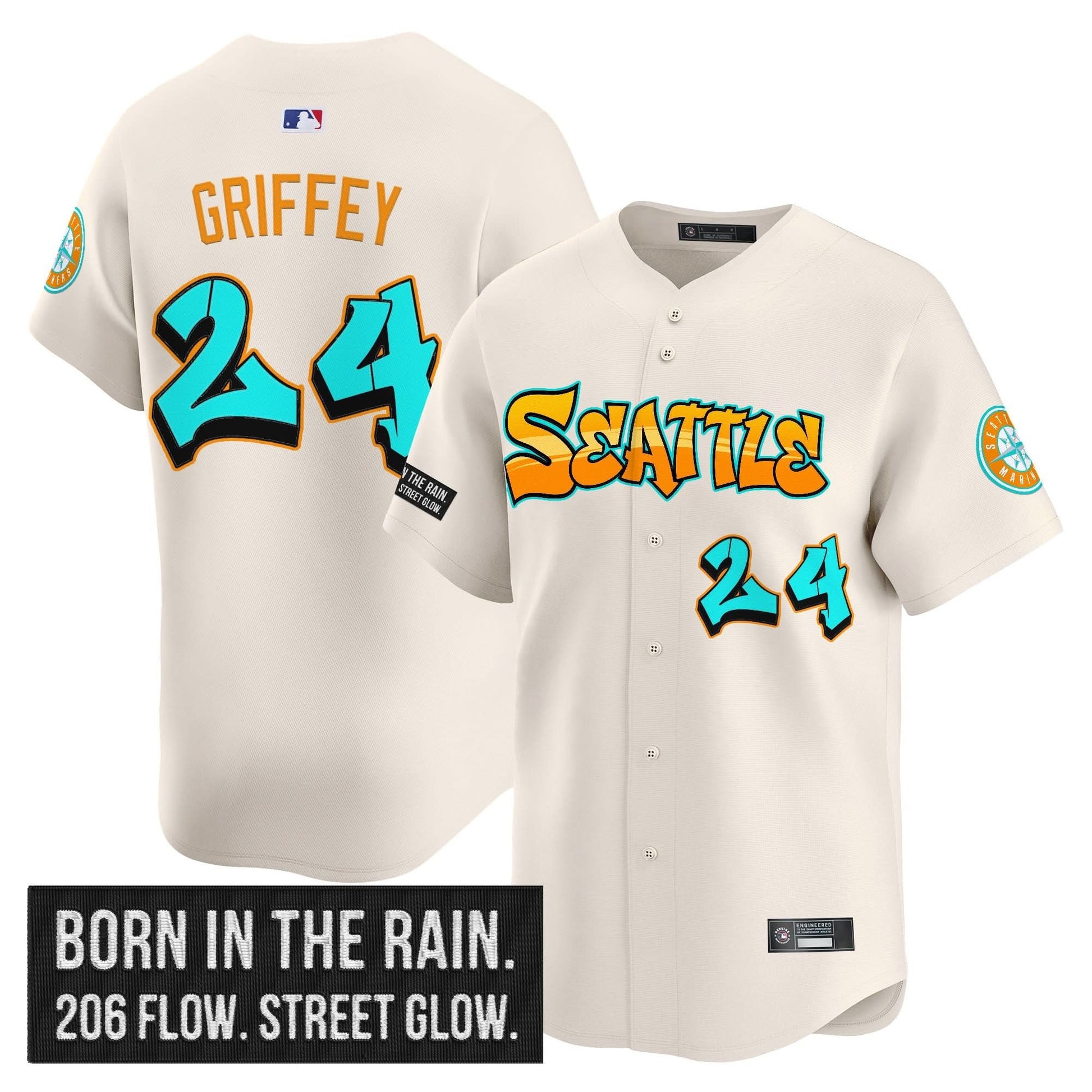 Men's Seattle Mariners 'Graffiti Emerald Drop Edition' Vapor Premier Limited Jersey - All Stitched