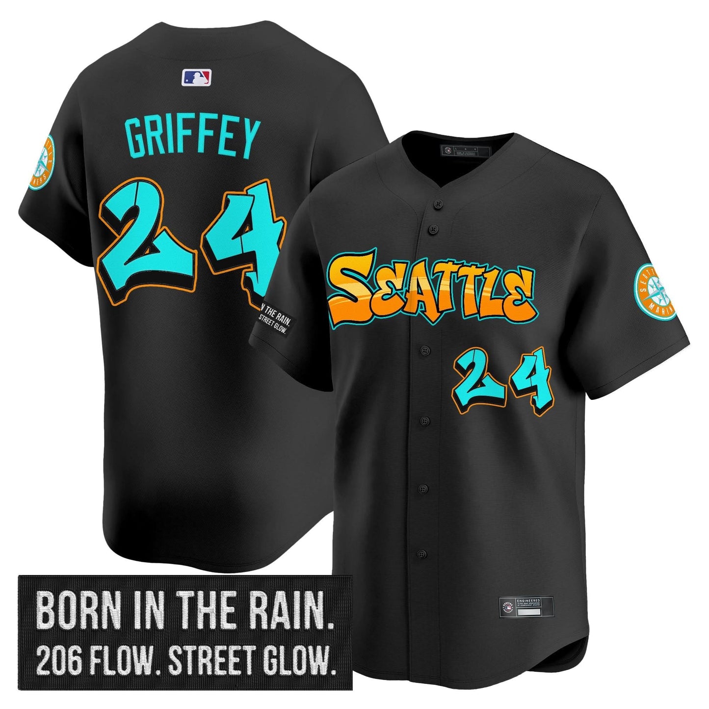 Men's Seattle Mariners 'Graffiti Emerald Drop Edition' Vapor Premier Limited Jersey - All Stitched