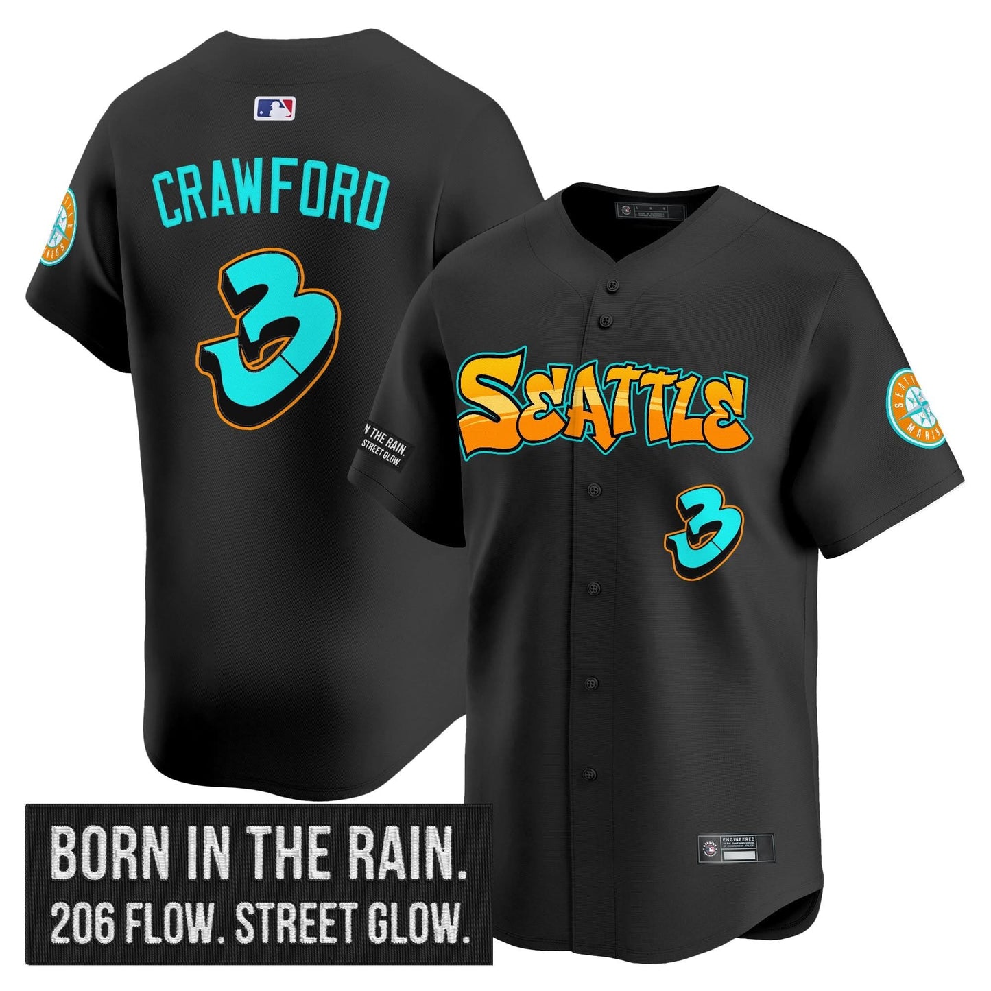 Men's Seattle Mariners 'Graffiti Emerald Drop Edition' Vapor Premier Limited Jersey - All Stitched