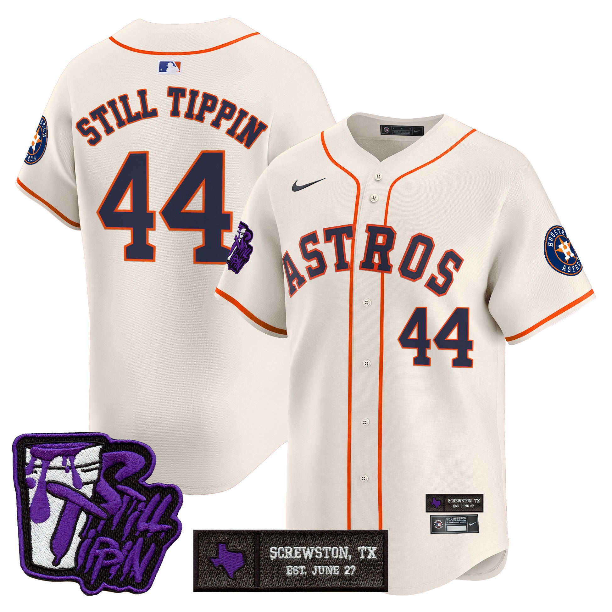 Houston Astros DJ Screw Still Tippin Purple Patch Vapor Premier Limited Jersey - All Stitched