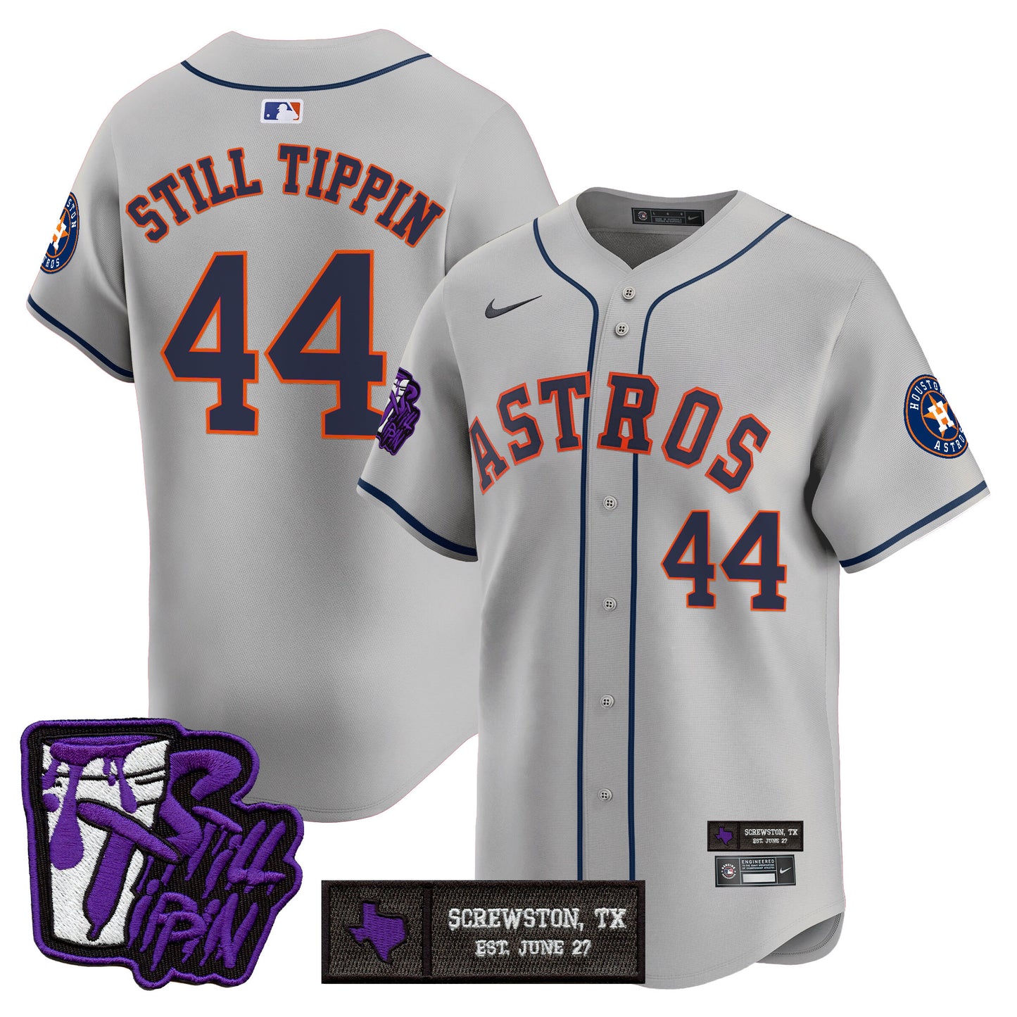 Houston Astros DJ Screw Still Tippin Purple Patch Vapor Premier Limited Jersey - All Stitched