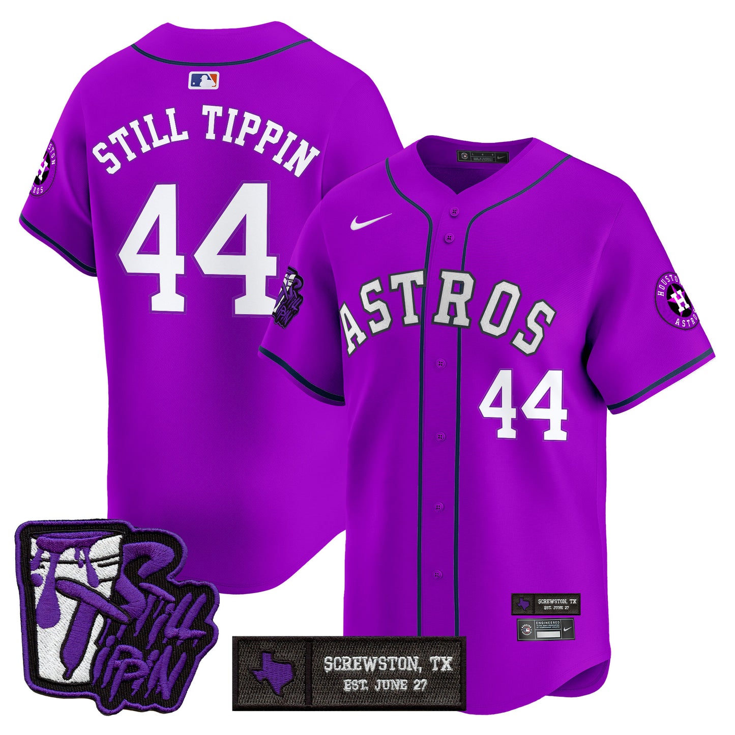 Houston Astros DJ Screw Still Tippin Purple Patch Vapor Premier Limited Jersey - All Stitched