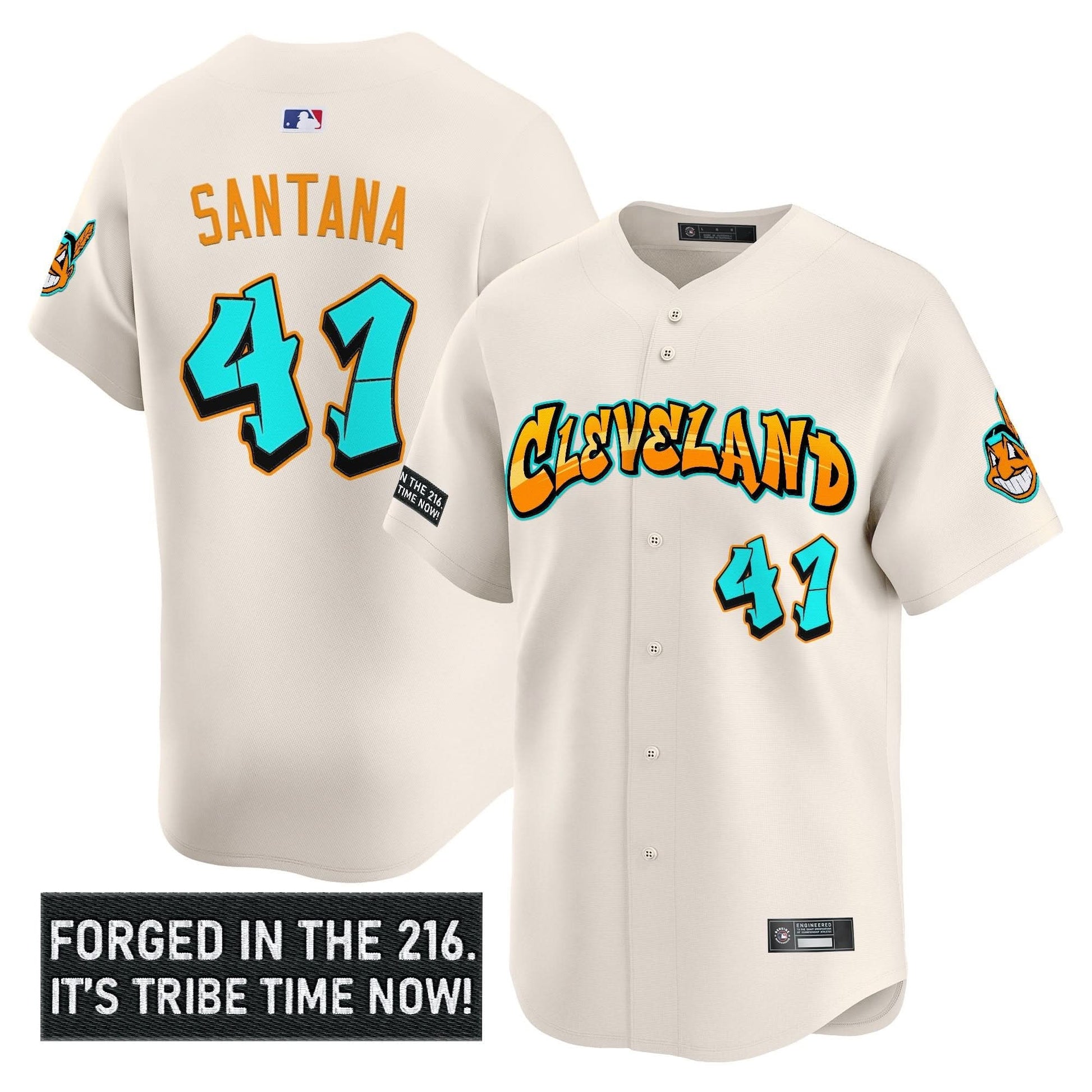 Men's Cleveland Indians 'Graffiti 216 Ink Edition' Vapor Premier Limited Jersey - All Stitched