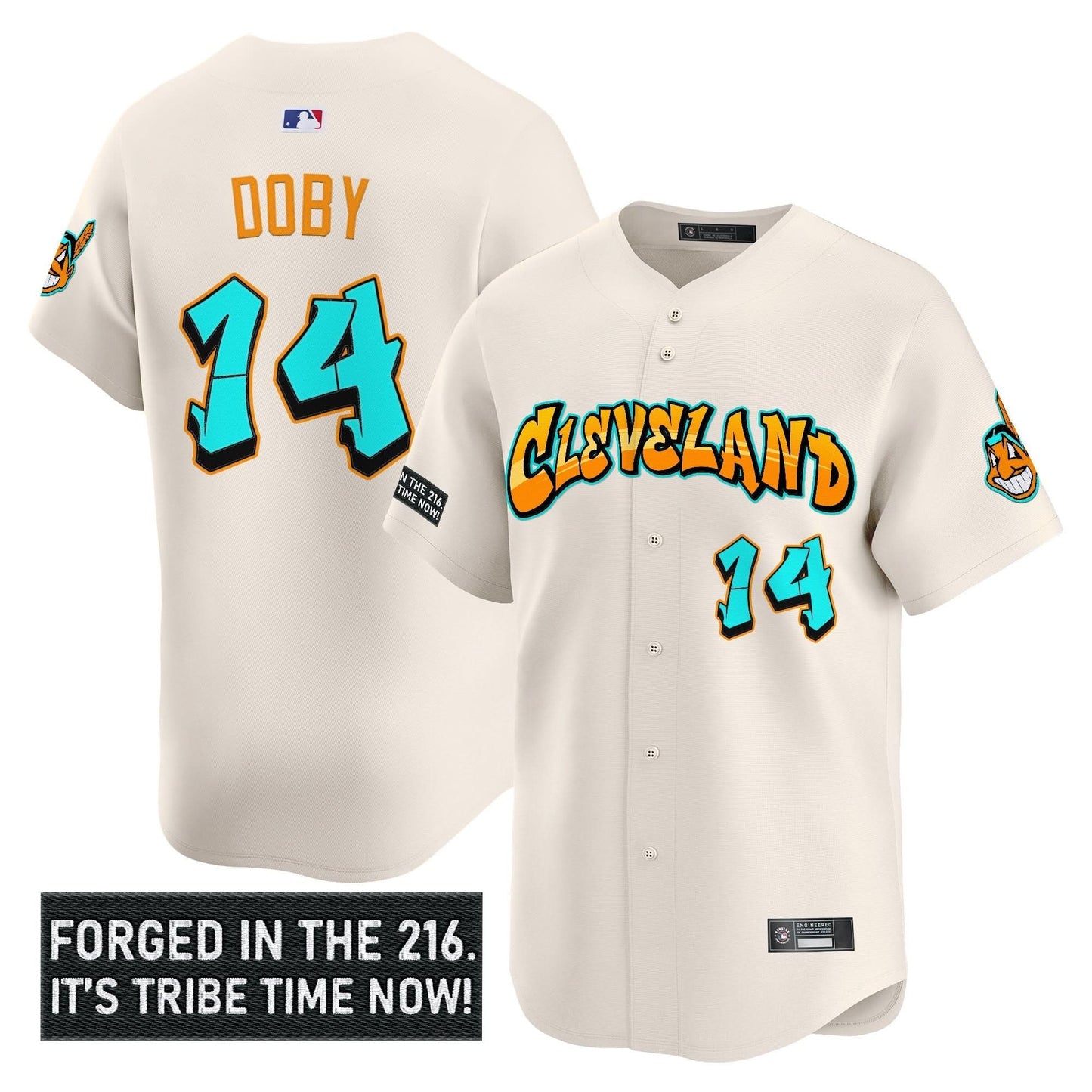 Men's Cleveland Indians 'Graffiti 216 Ink Edition' Vapor Premier Limited Jersey - All Stitched
