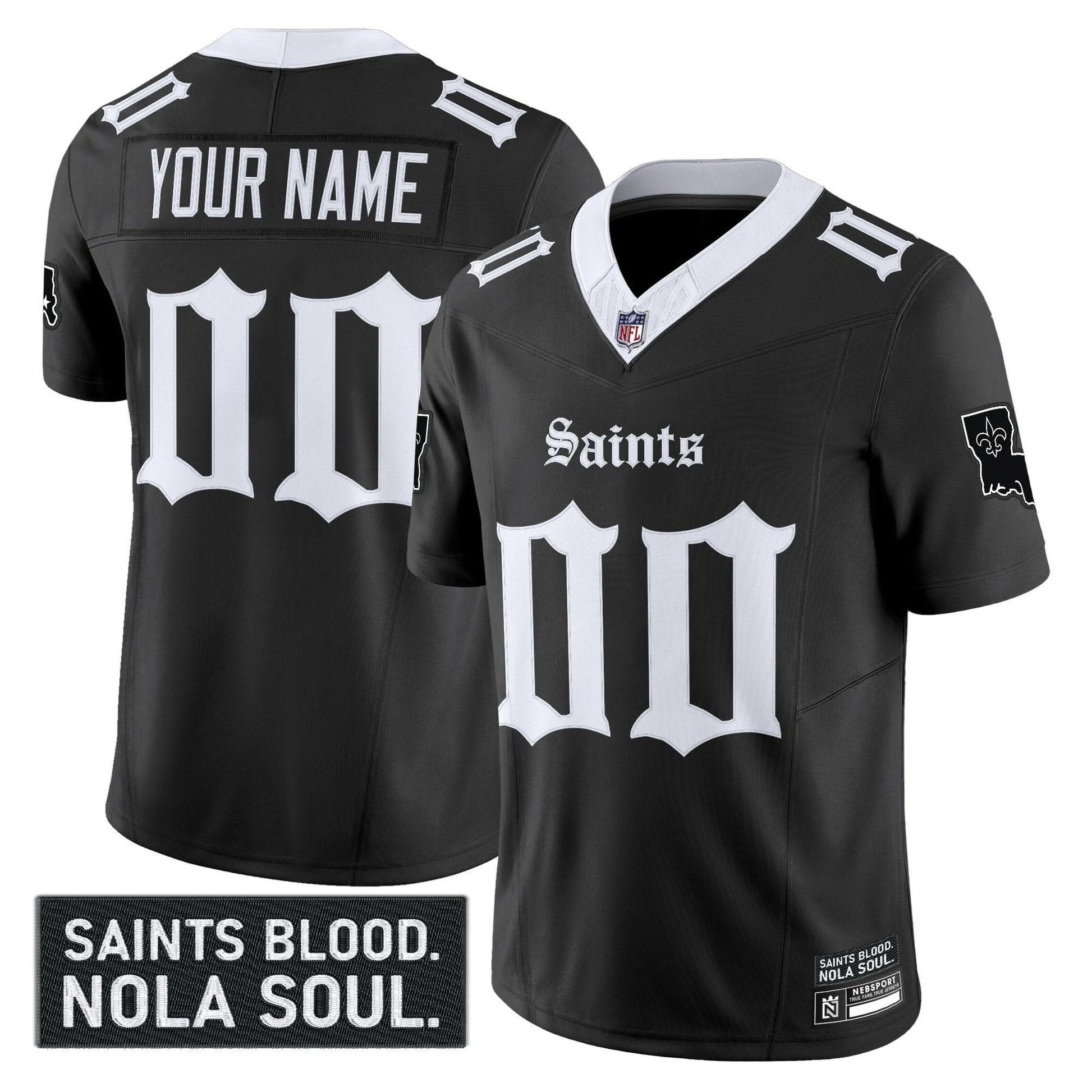 New Orleans Saints 'Gothic Vieux Carr�� Edition' Vapor Custom Jersey - All Stitched