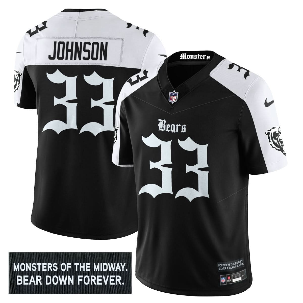 Men's Chicago Bears 'Gothic Monsters Edition' Vapor Limited Jersey - All Stitched