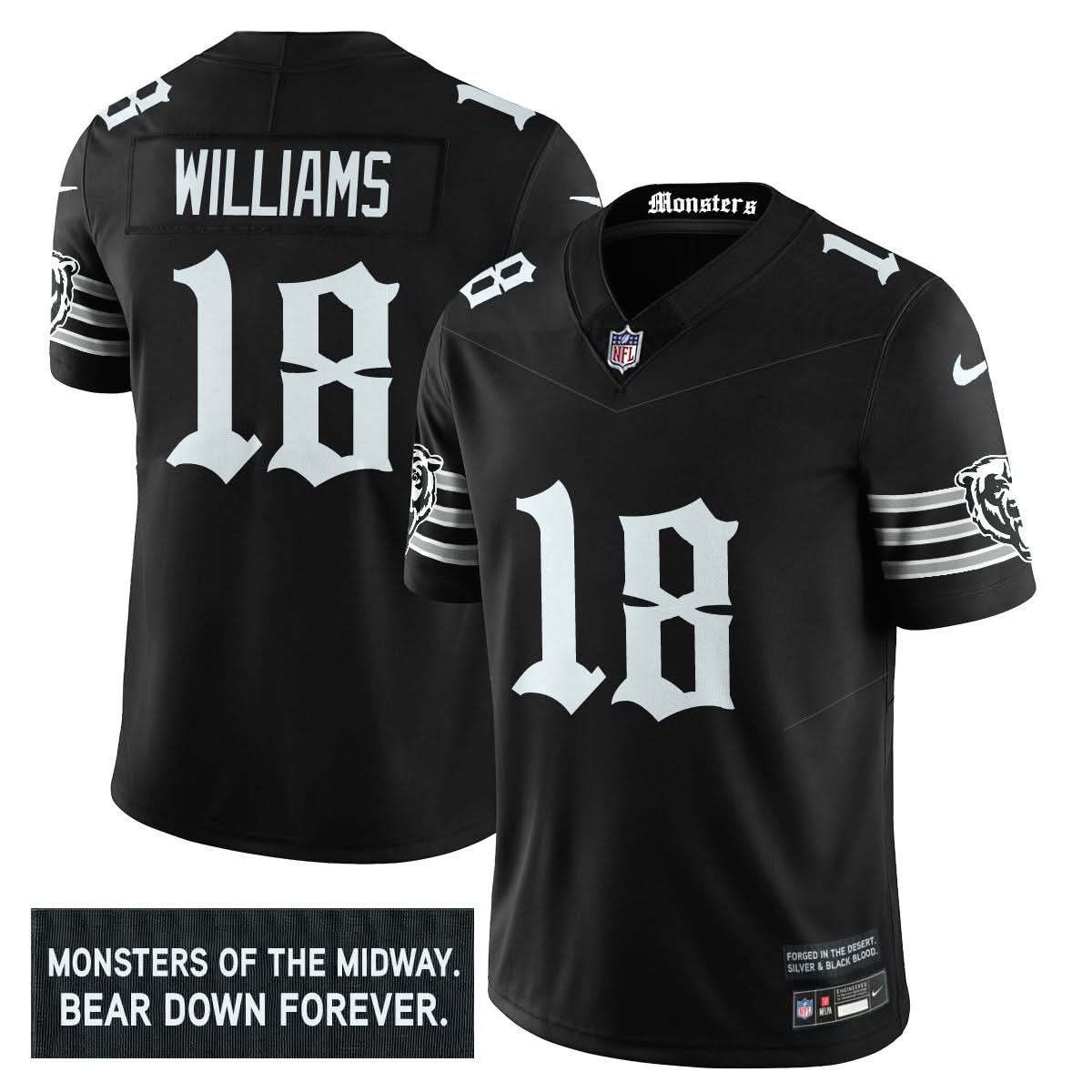 Men's Chicago Bears 'Gothic Monsters Edition' Vapor Limited Jersey - All Stitched