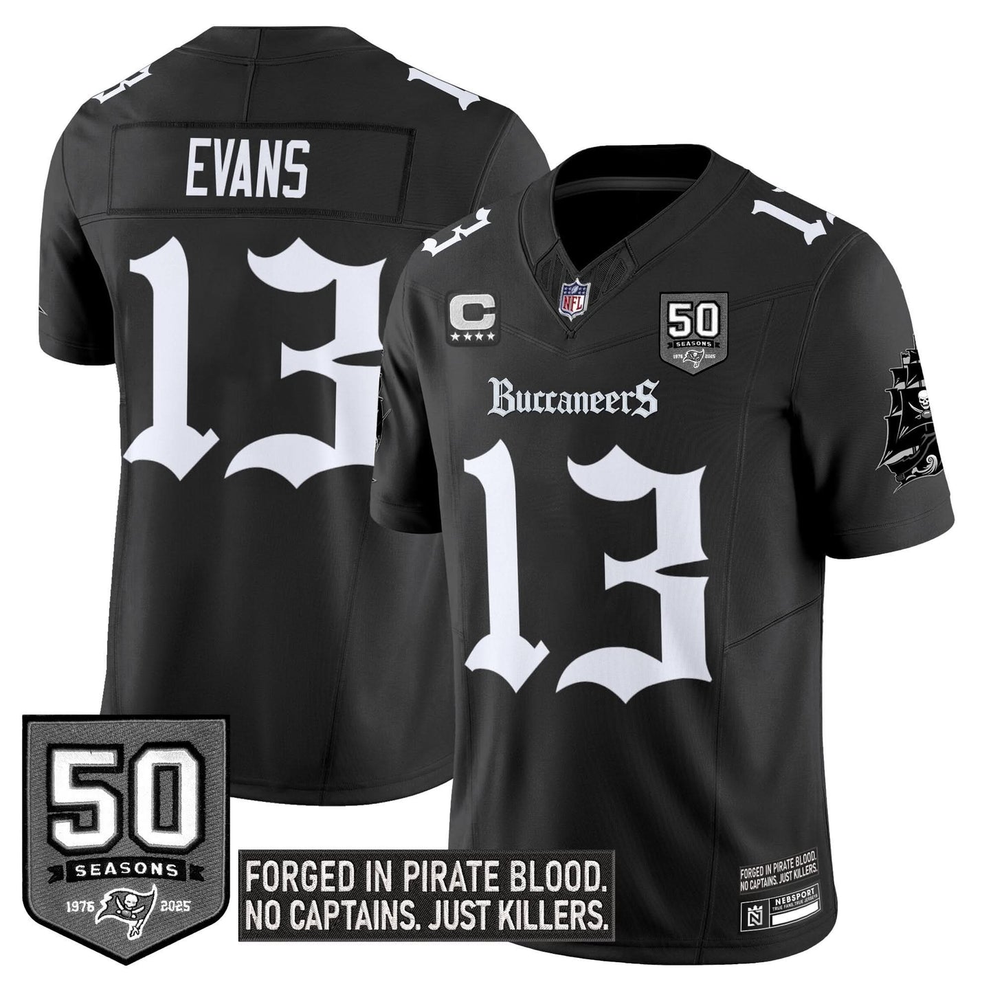 Men's Tampa Bay Buccaneers 'Gothic Pirate Shadows Edition' Limited Jersey - All Stitched