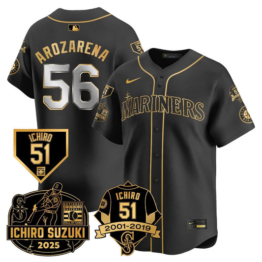Men's Seattle Mariners Ichiro Number Retirement Jersey - All Stitched