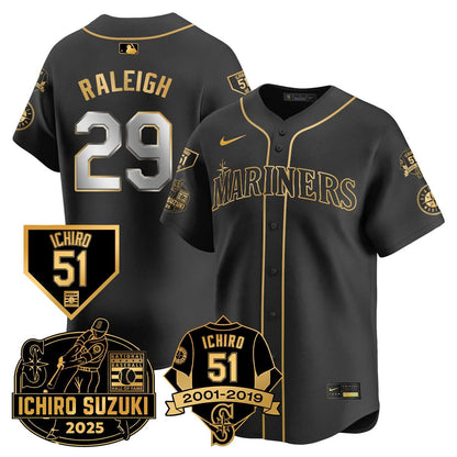 Men's Seattle Mariners Ichiro Number Retirement Jersey - All Stitched