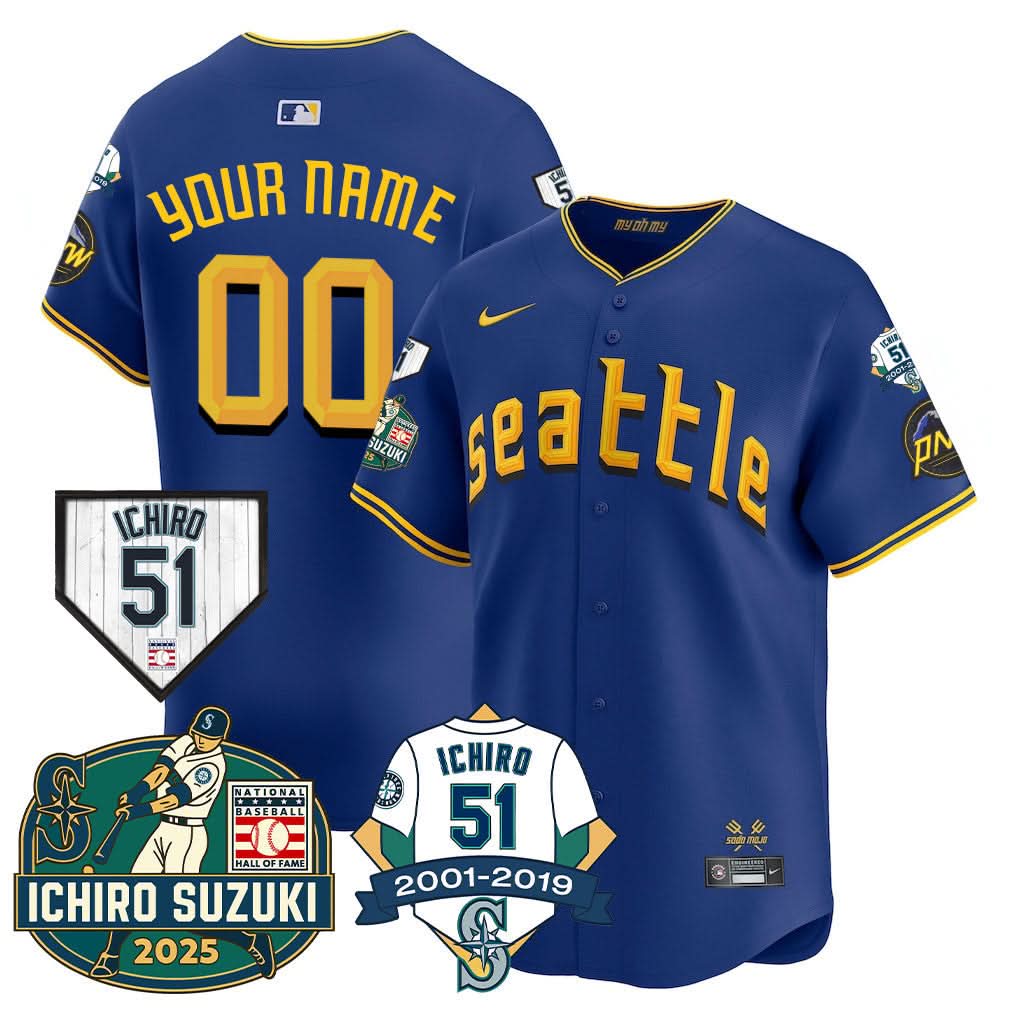Men's Seattle Mariners Ichiro Number Retirement Jersey - All Stitched