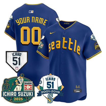 Men's Seattle Mariners Ichiro Number Retirement Jersey - All Stitched