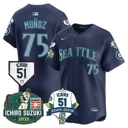 Men's Seattle Mariners Ichiro Number Retirement Jersey - All Stitched