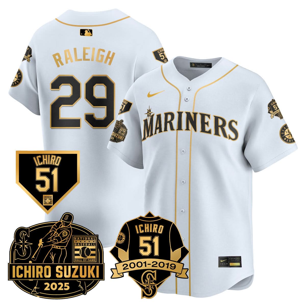 Men's Seattle Mariners Ichiro Number Retirement Jersey - All Stitched
