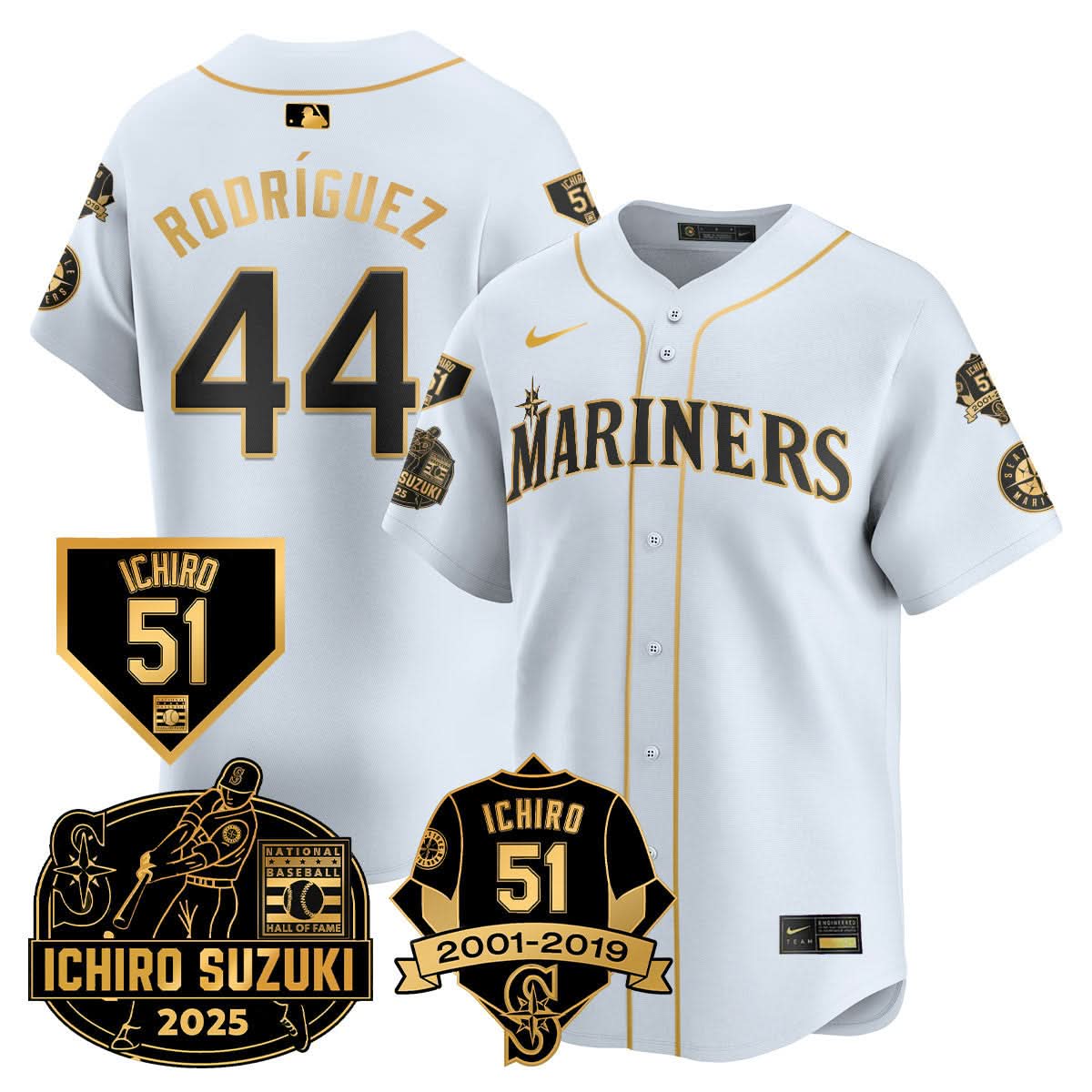 Men's Seattle Mariners Ichiro Number Retirement Jersey - All Stitched