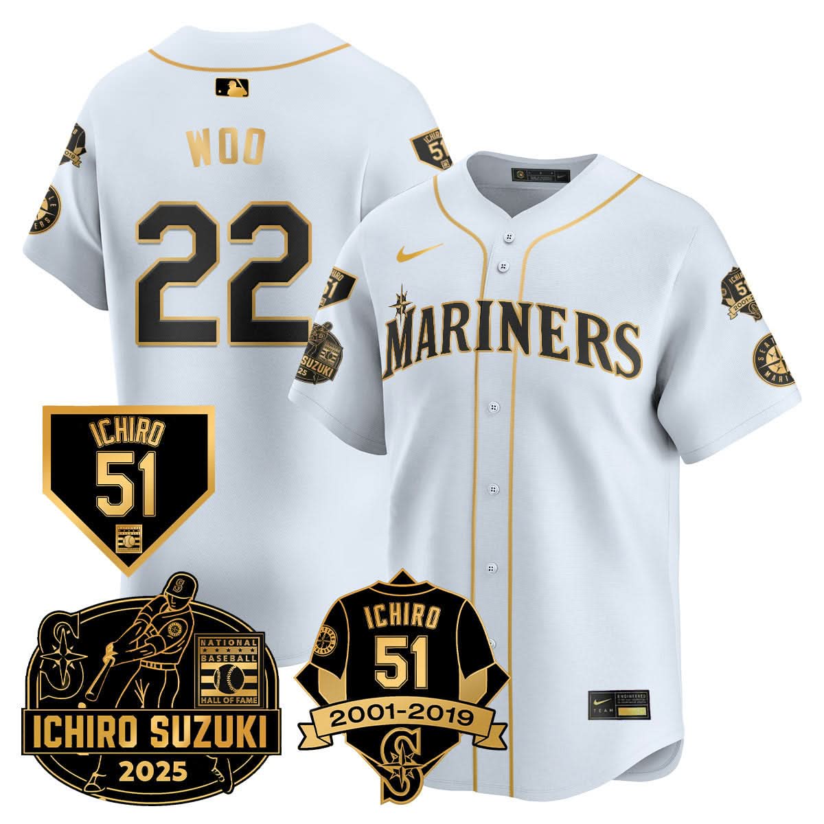 Men's Seattle Mariners Ichiro Number Retirement Jersey - All Stitched