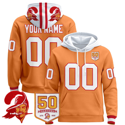 Tampa Bay Buccaneers Throwback 50th Season Patch Custom Pullover Hoodie
