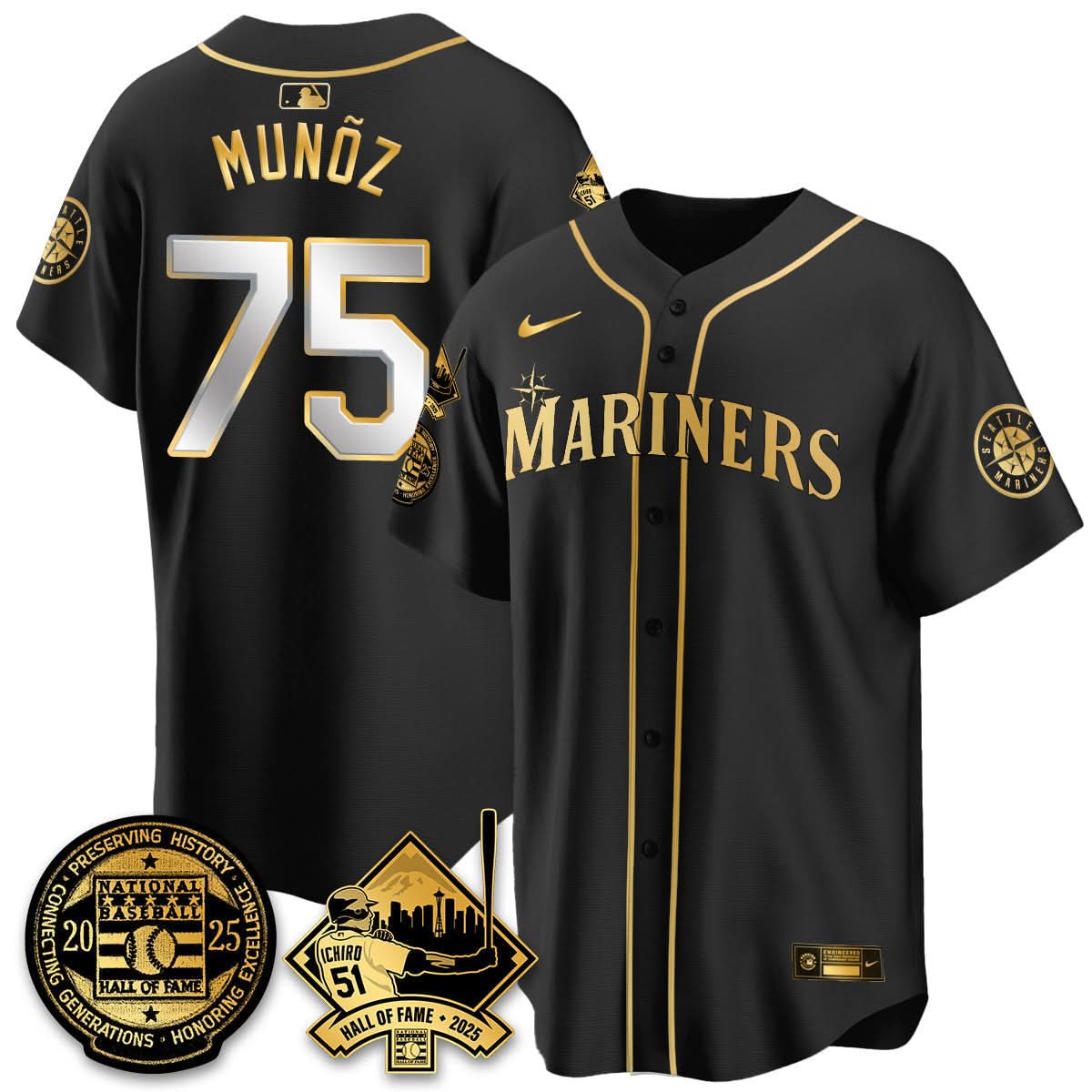 Men's Seattle Mariners Ichiro Number Retirement Jersey V2 - All Stitched