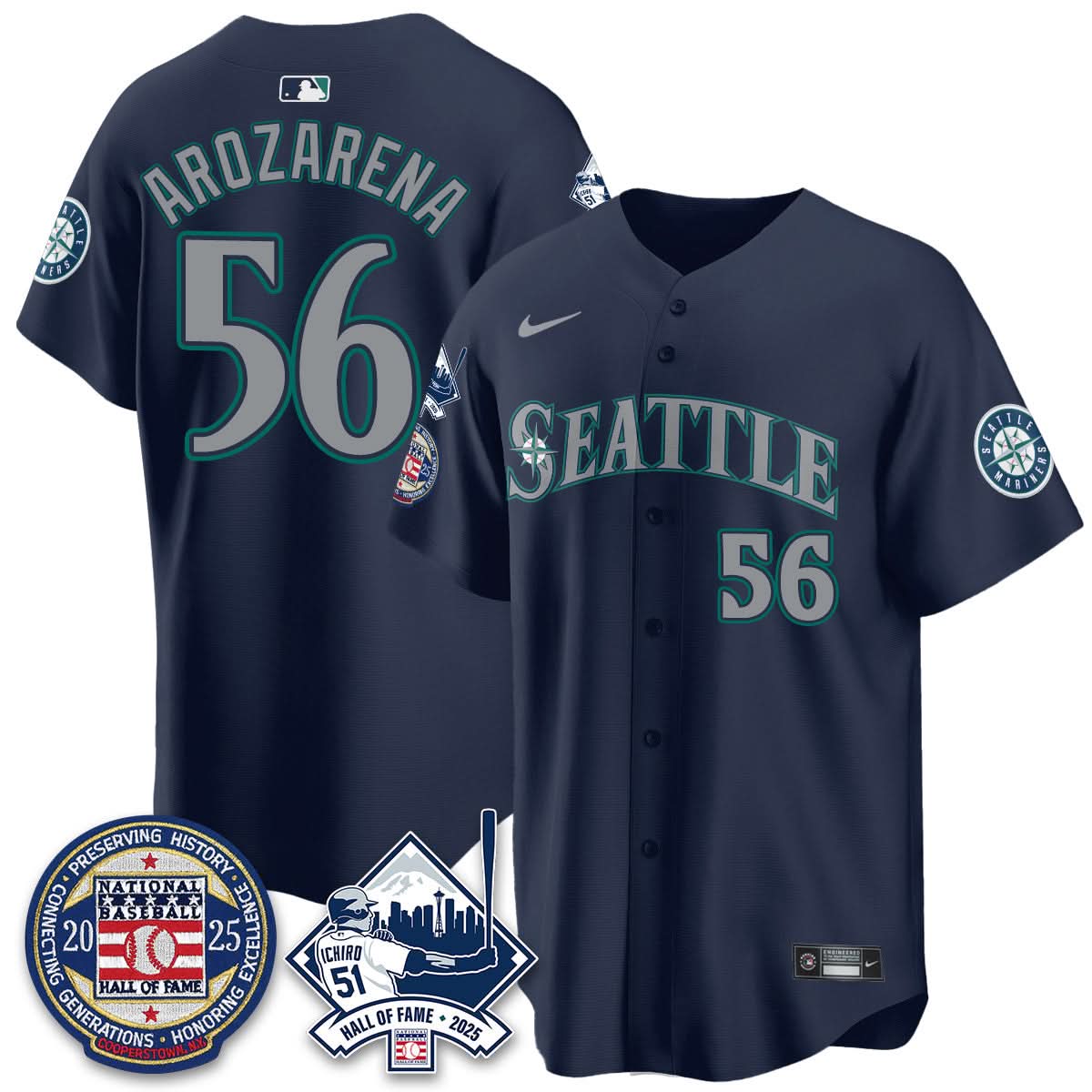 Men's Seattle Mariners Ichiro Number Retirement Jersey V2 - All Stitched