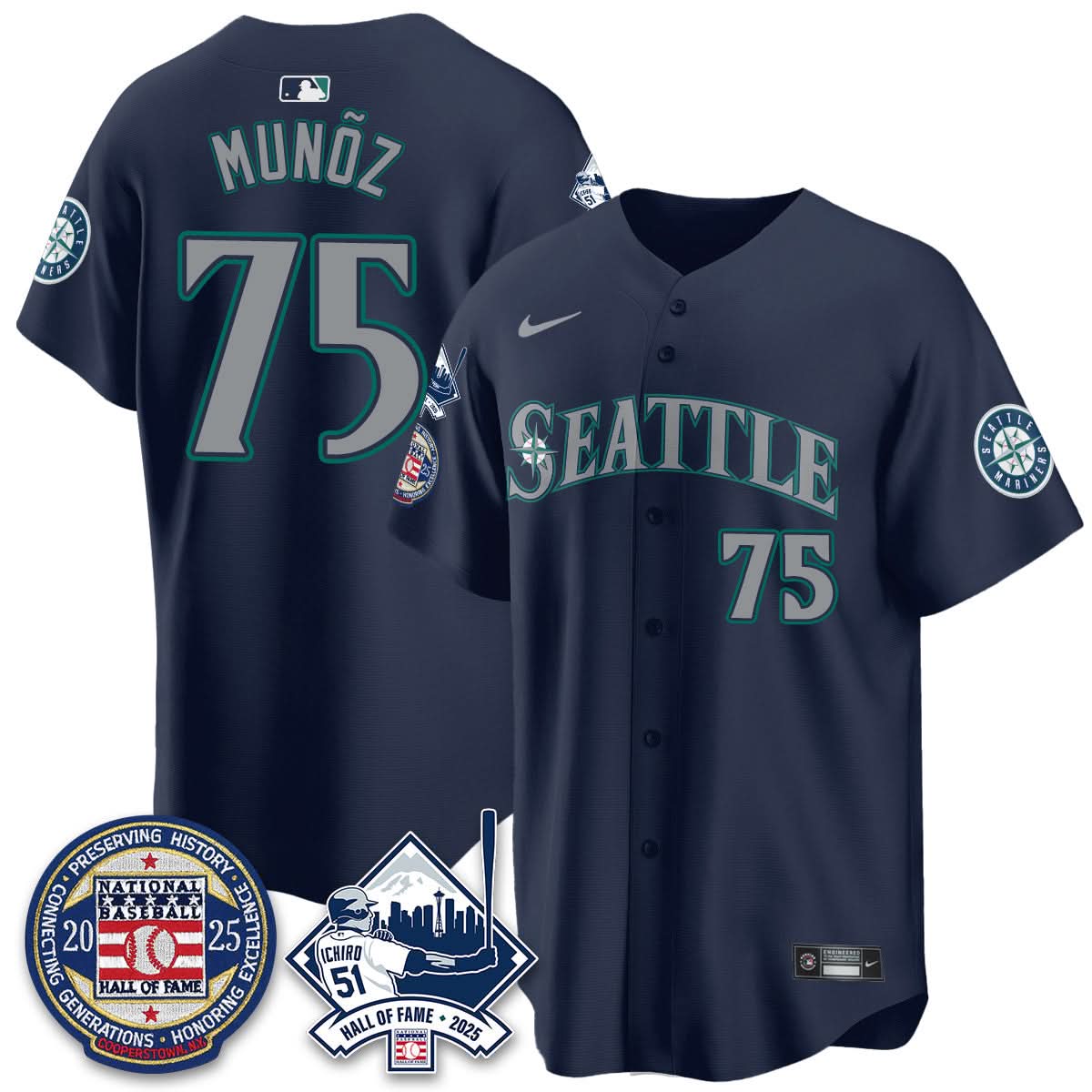 Men's Seattle Mariners Ichiro Number Retirement Jersey V2 - All Stitched