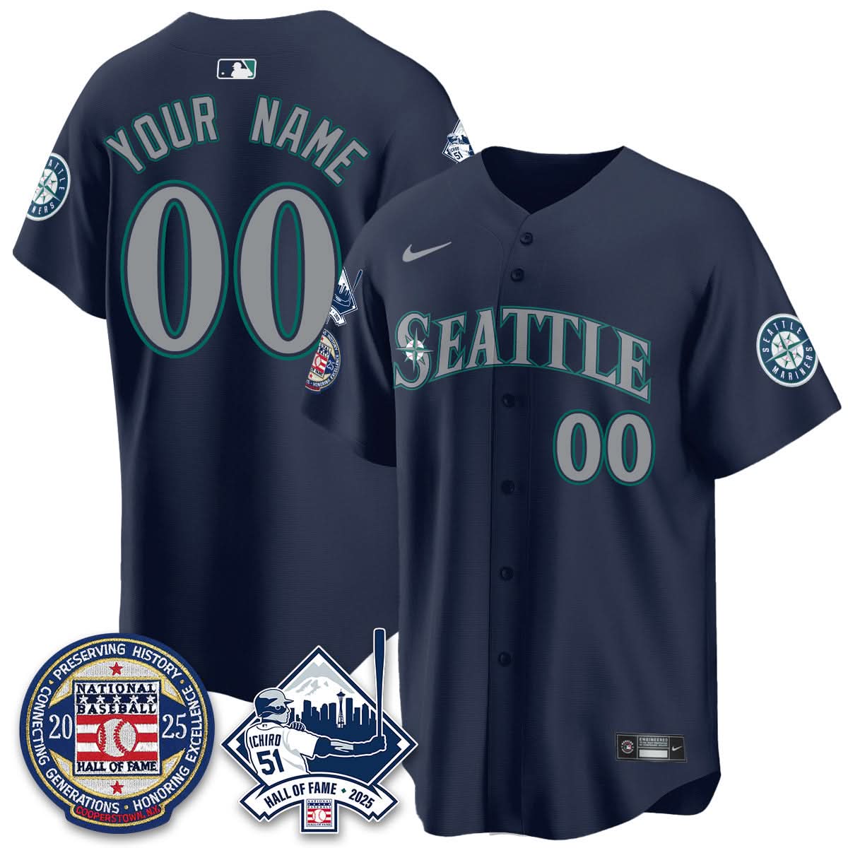 Men's Seattle Mariners Ichiro Number Retirement Jersey V2 - All Stitched