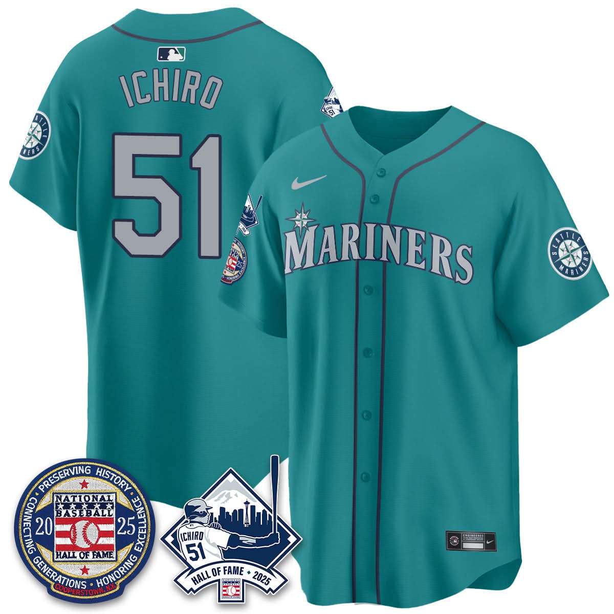 Men's Seattle Mariners Ichiro Number Retirement Jersey V2 - All Stitched