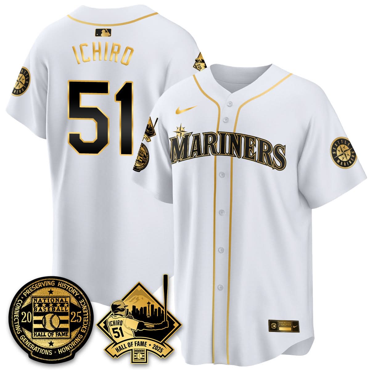 Men's Seattle Mariners Ichiro Number Retirement Jersey V2 - All Stitched