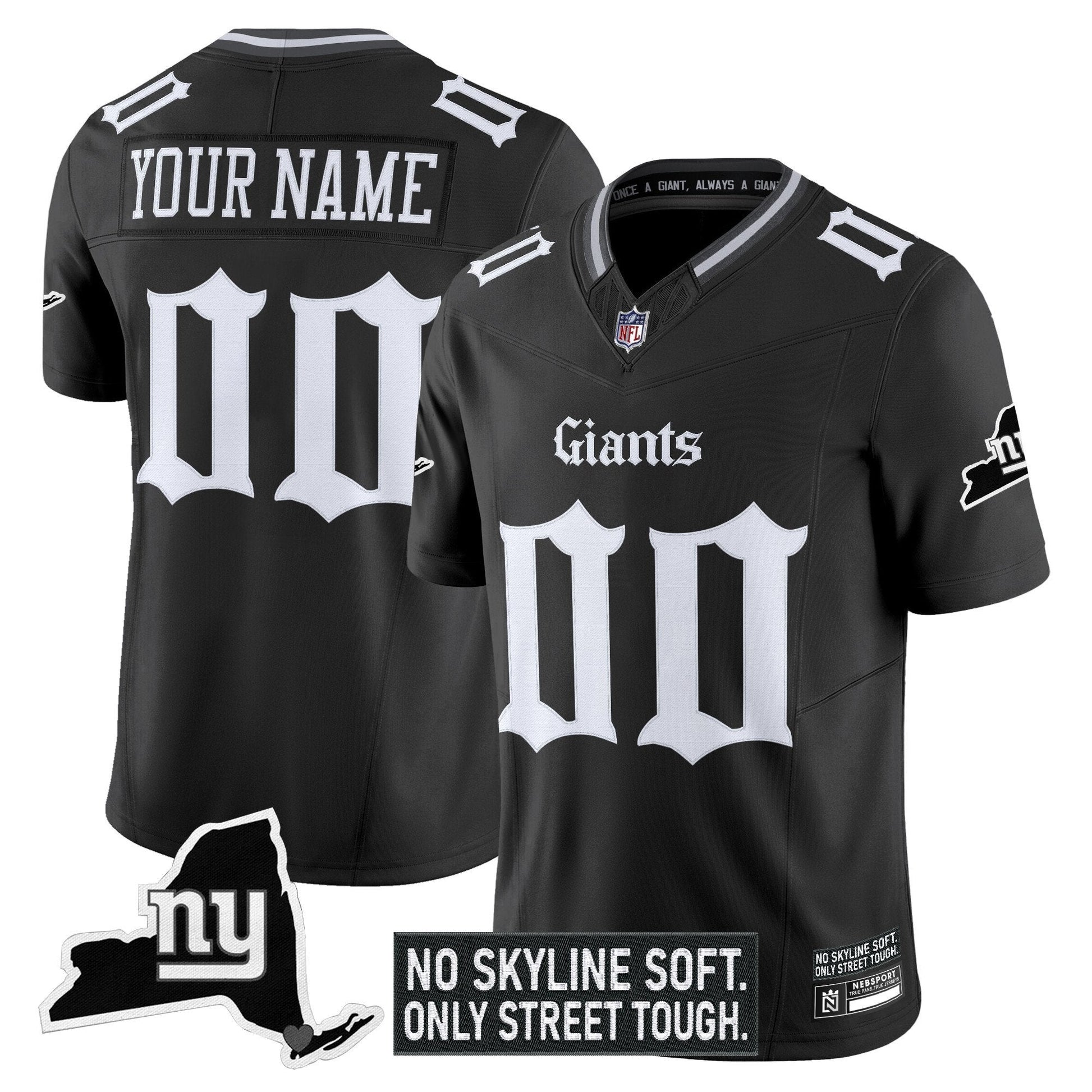 New York Giants 'Gothic Gotham Edition' Vapor Limited Custom Jersey - All Stitched