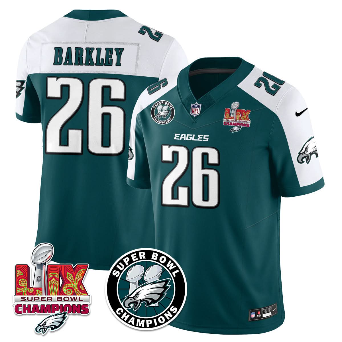 Men's Philadelphia Eagles Super Bowl LIX Champions Jersey - All Stitched