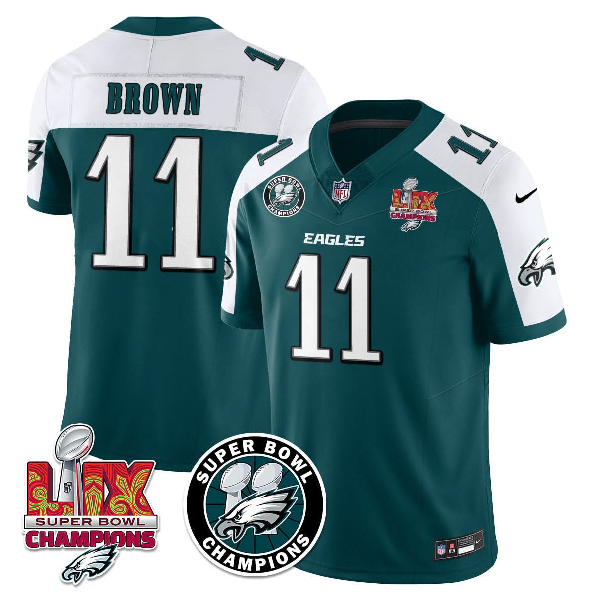 Men's Philadelphia Eagles Super Bowl LIX Champions Jersey - All Stitched