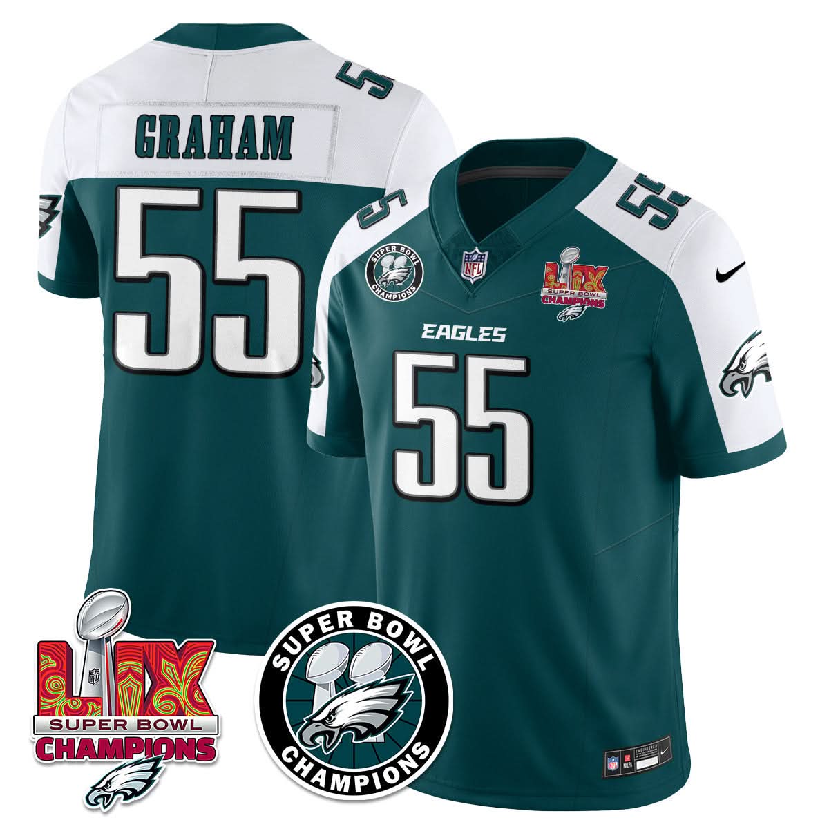 Men's Philadelphia Eagles Super Bowl LIX Champions Jersey - All Stitched