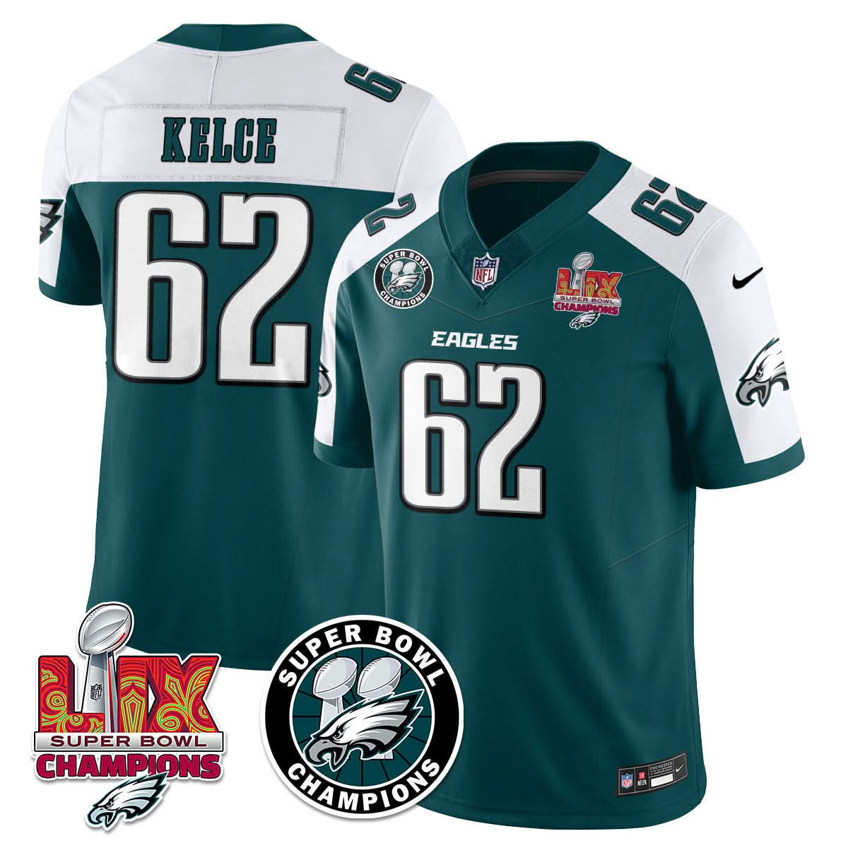 Men's Philadelphia Eagles Super Bowl LIX Champions Jersey - All Stitched
