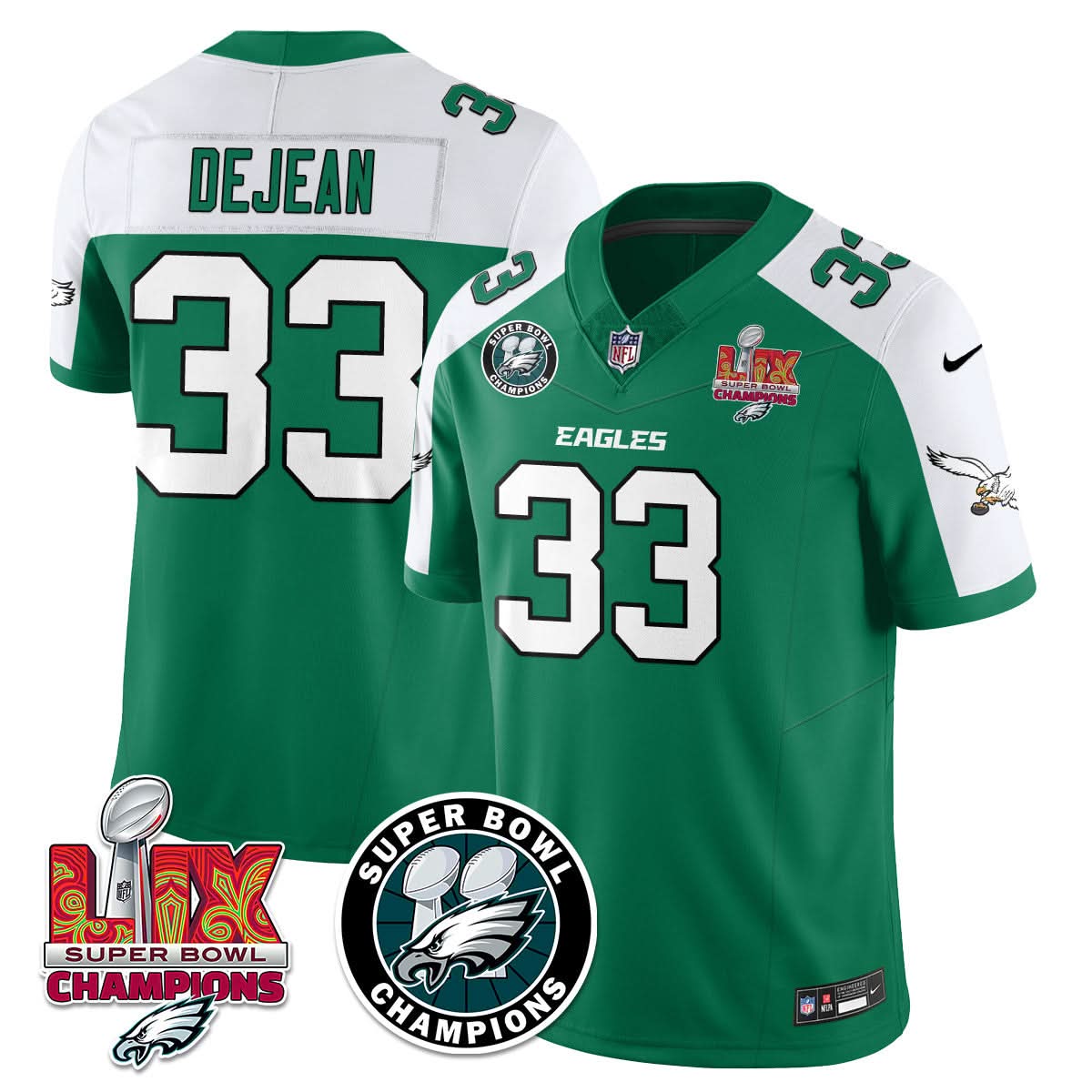 Men's Philadelphia Eagles Super Bowl LIX Champions Jersey - All Stitched