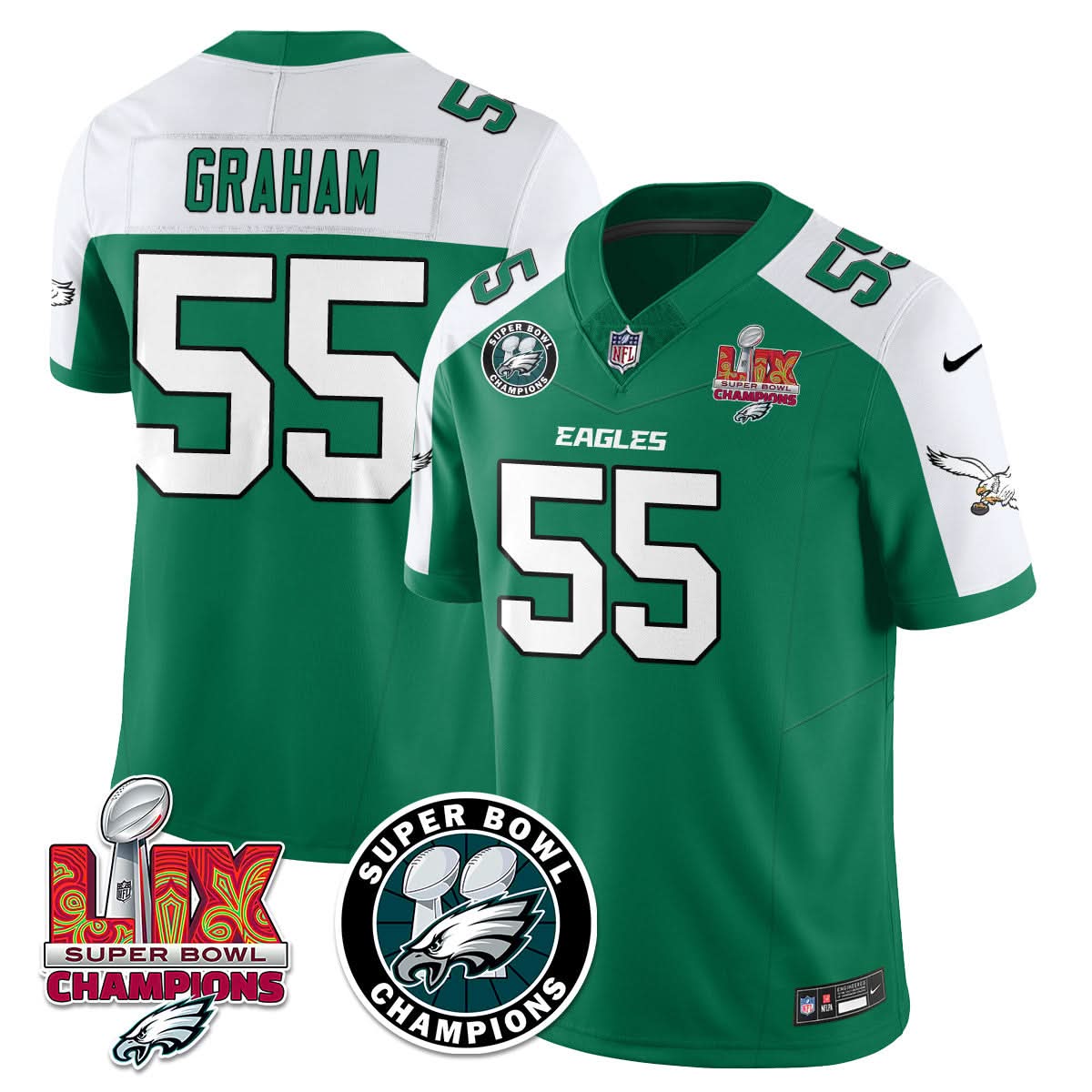 Men's Philadelphia Eagles Super Bowl LIX Champions Jersey - All Stitched