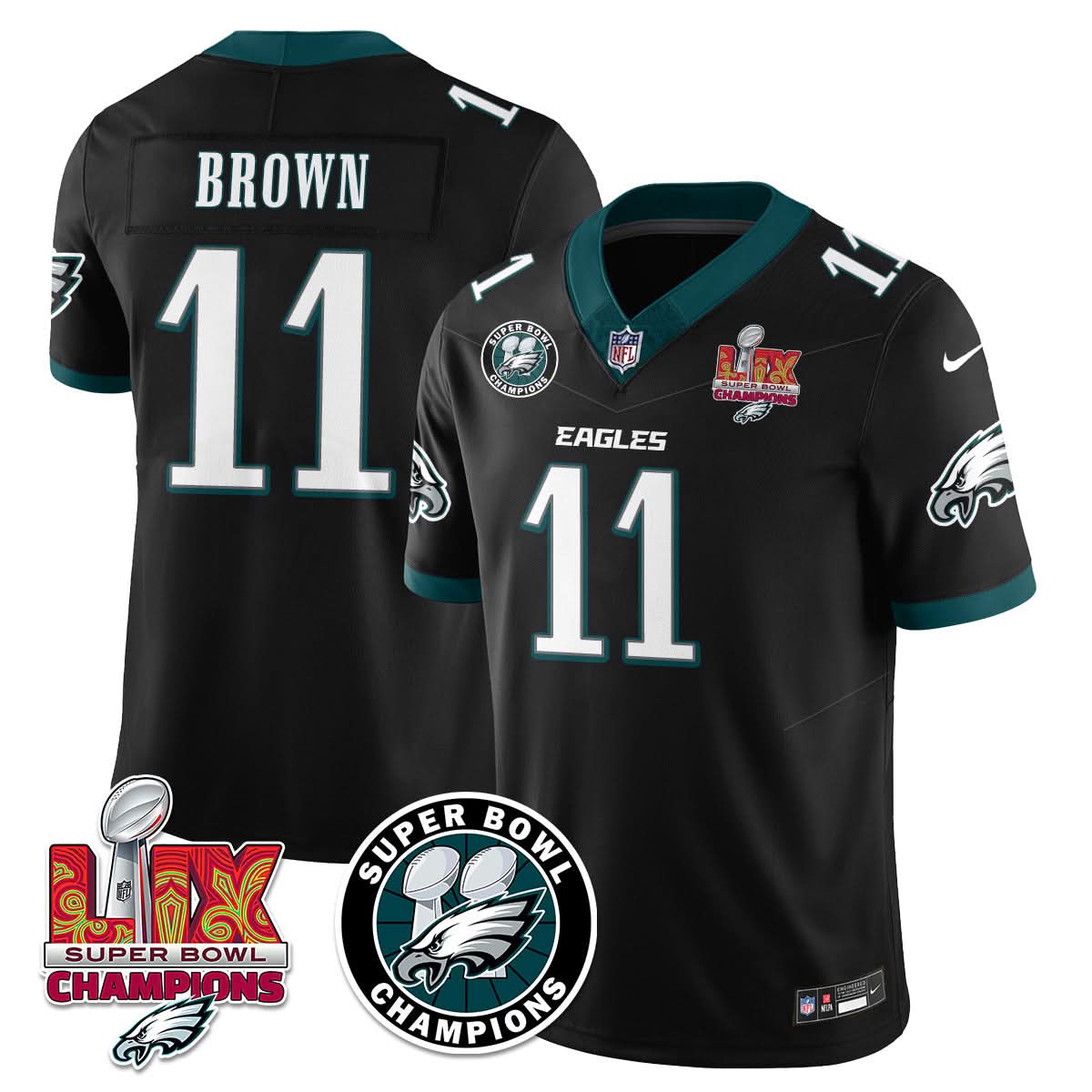 Men's Philadelphia Eagles Super Bowl LIX Champions Jersey - All Stitched