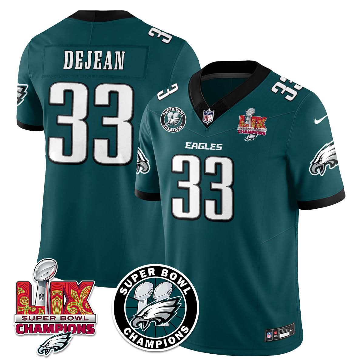 Men's Philadelphia Eagles Super Bowl LIX Champions Jersey - All Stitched
