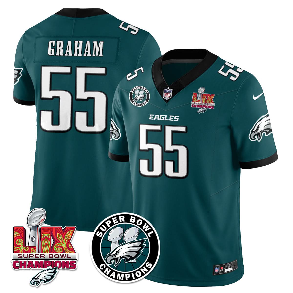 Men's Philadelphia Eagles Super Bowl LIX Champions Jersey - All Stitched