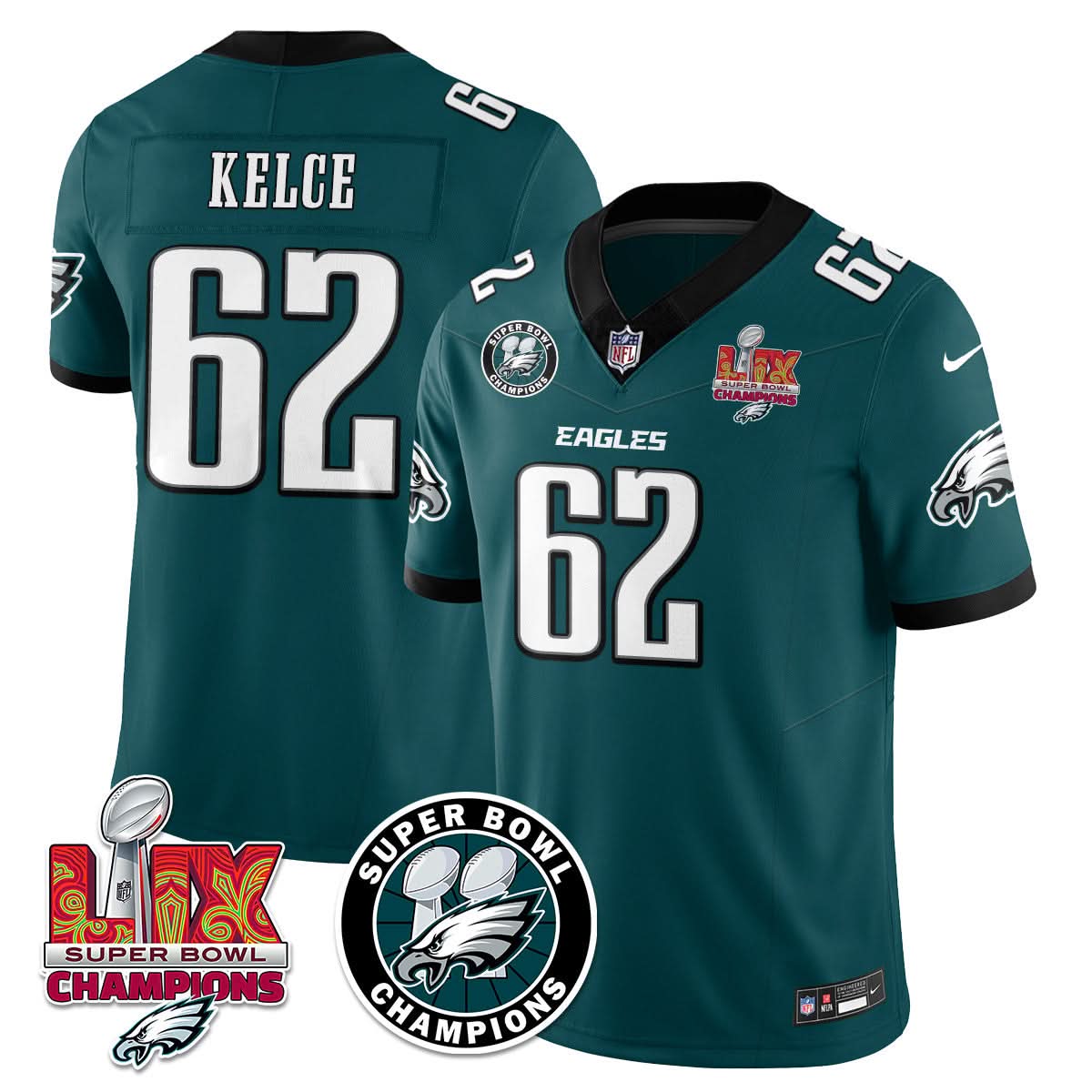 Men's Philadelphia Eagles Super Bowl LIX Champions Jersey - All Stitched
