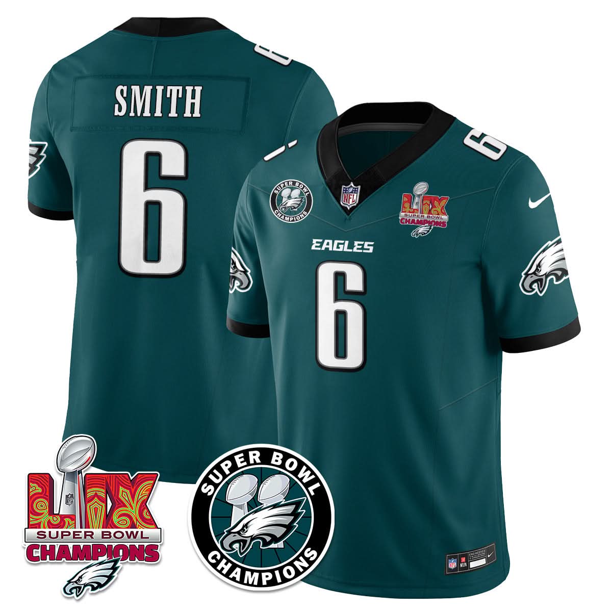 Men's Philadelphia Eagles Super Bowl LIX Champions Jersey - All Stitched