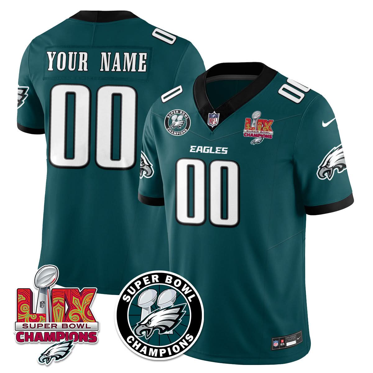Men's Philadelphia Eagles Super Bowl LIX Champions Jersey - All Stitched
