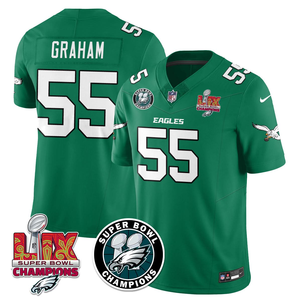 Men's Philadelphia Eagles Super Bowl LIX Champions Jersey - All Stitched