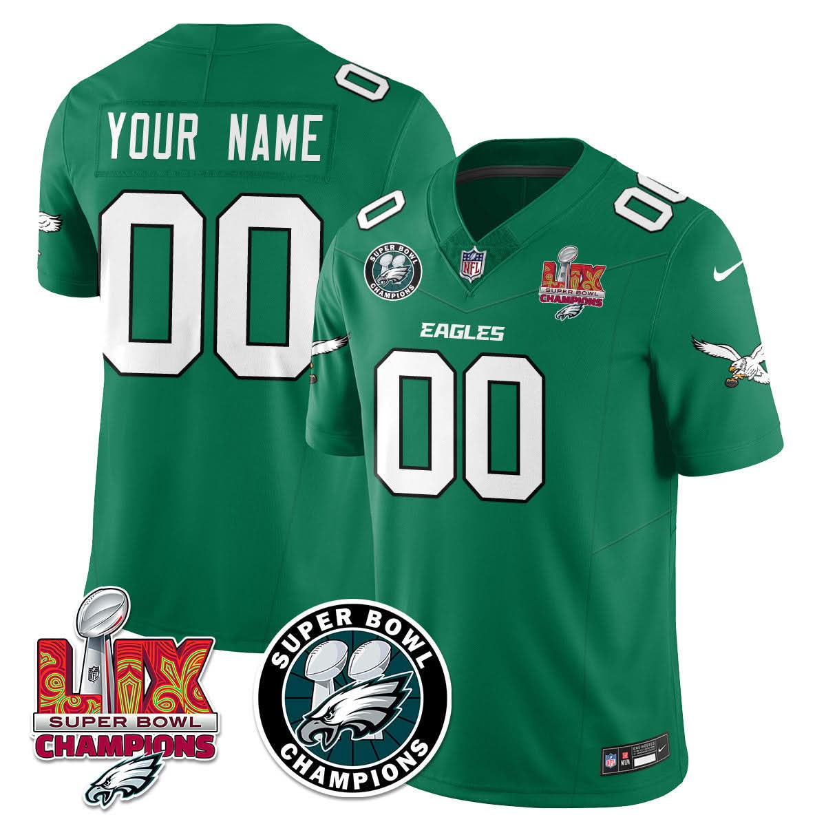 Men's Philadelphia Eagles Super Bowl LIX Champions Jersey - All Stitched