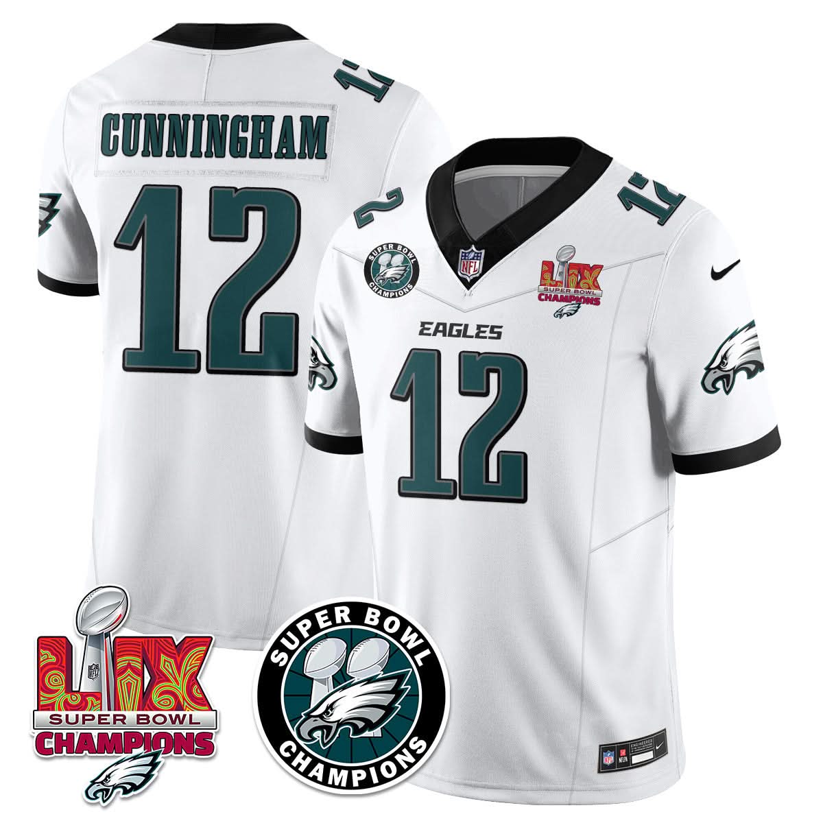 Philadelphia Eagles Super Bowl LIX Champions Jersey - All Stitched