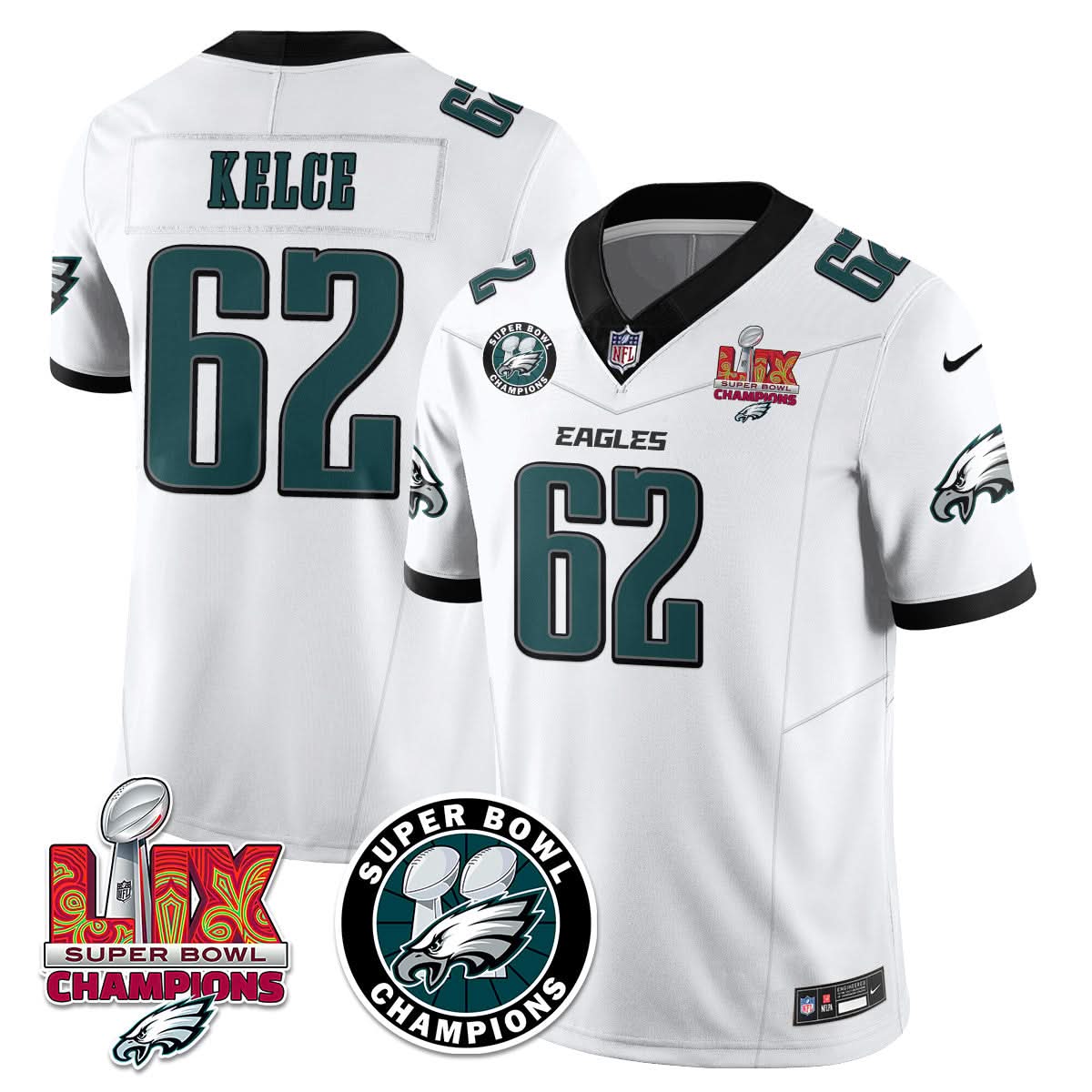 Philadelphia Eagles Super Bowl LIX Champions Jersey - All Stitched