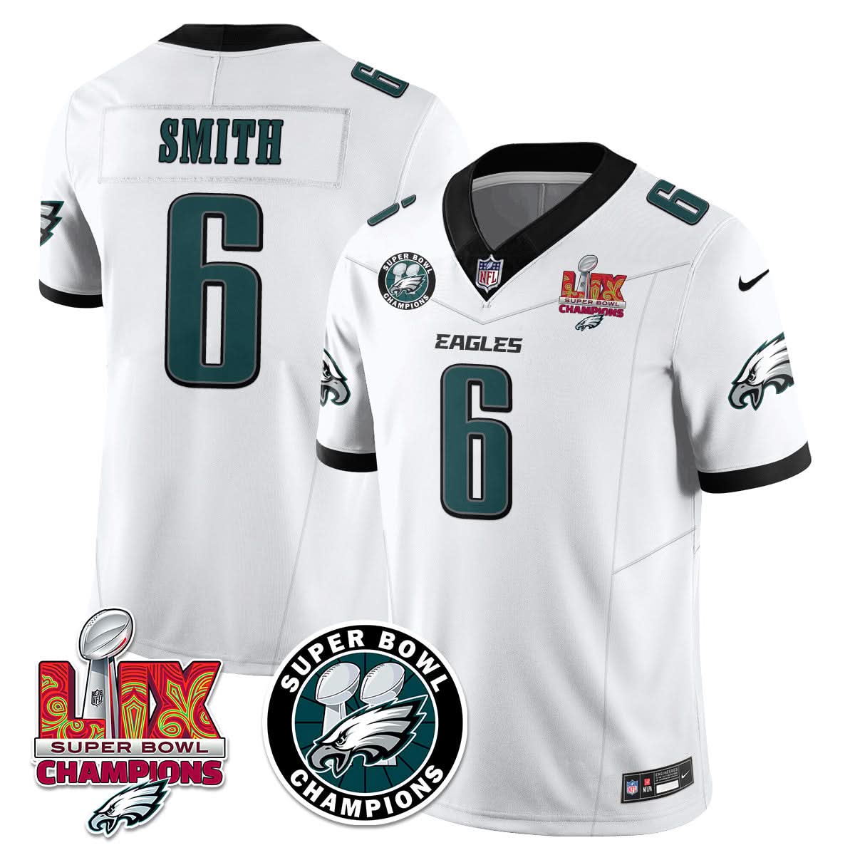 Philadelphia Eagles Super Bowl LIX Champions Jersey - All Stitched