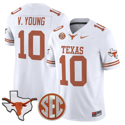 Men's Texas Longhorns 2025 State Map & SEC Patch Vapor Limited Jersey - All Stitched