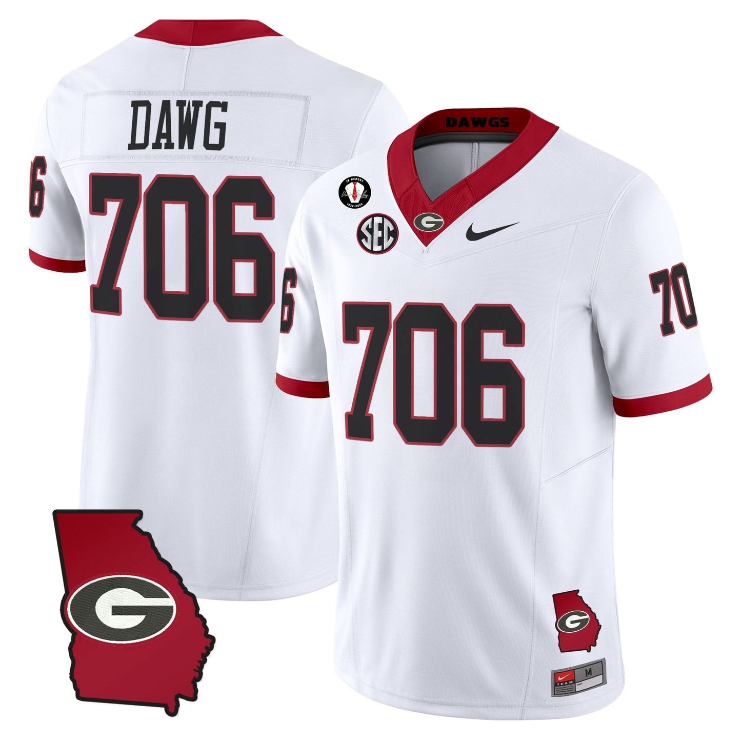 Men's Georgia Bulldogs 2025 Georgia Map & Vince Dooley Patch Vapor Limited Jersey - All Stitched